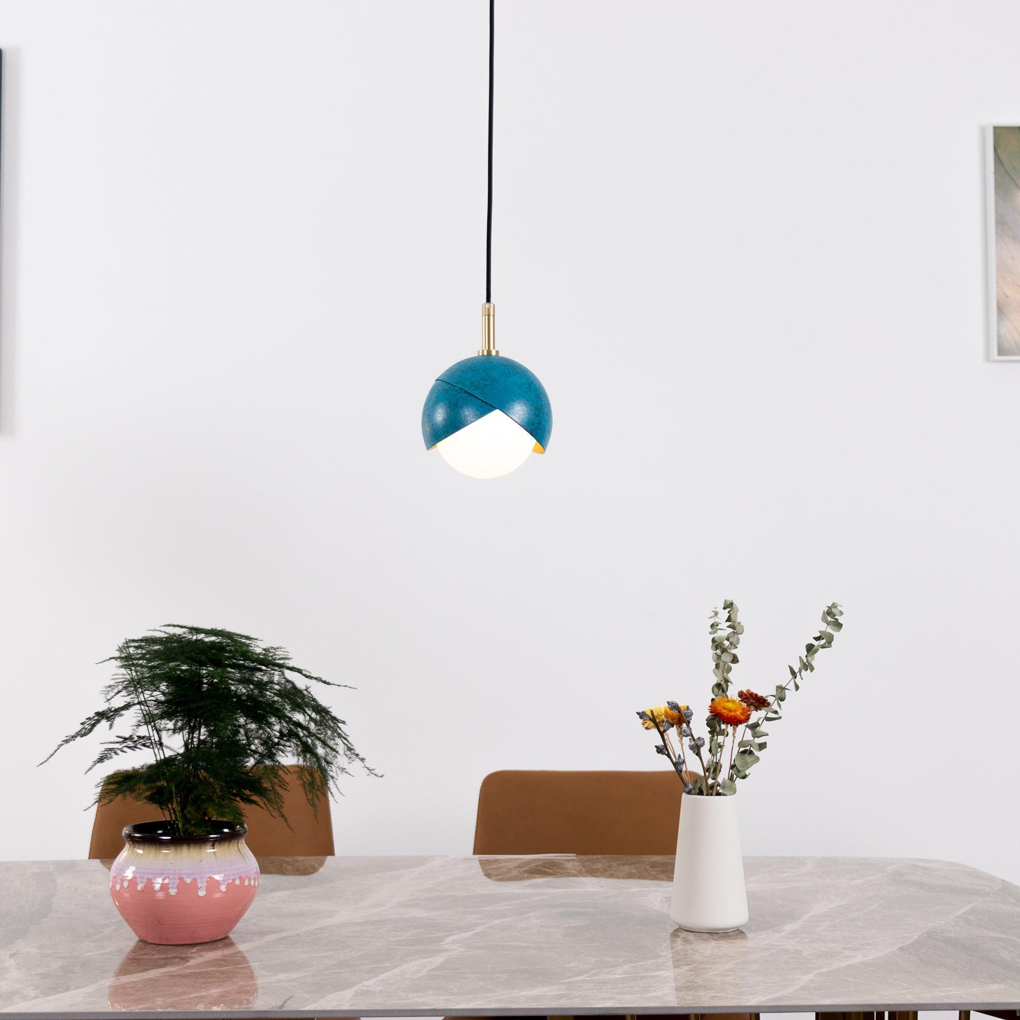 Solara Pendant Lamp Brass Nested Opal Globe Modern - Letslighting