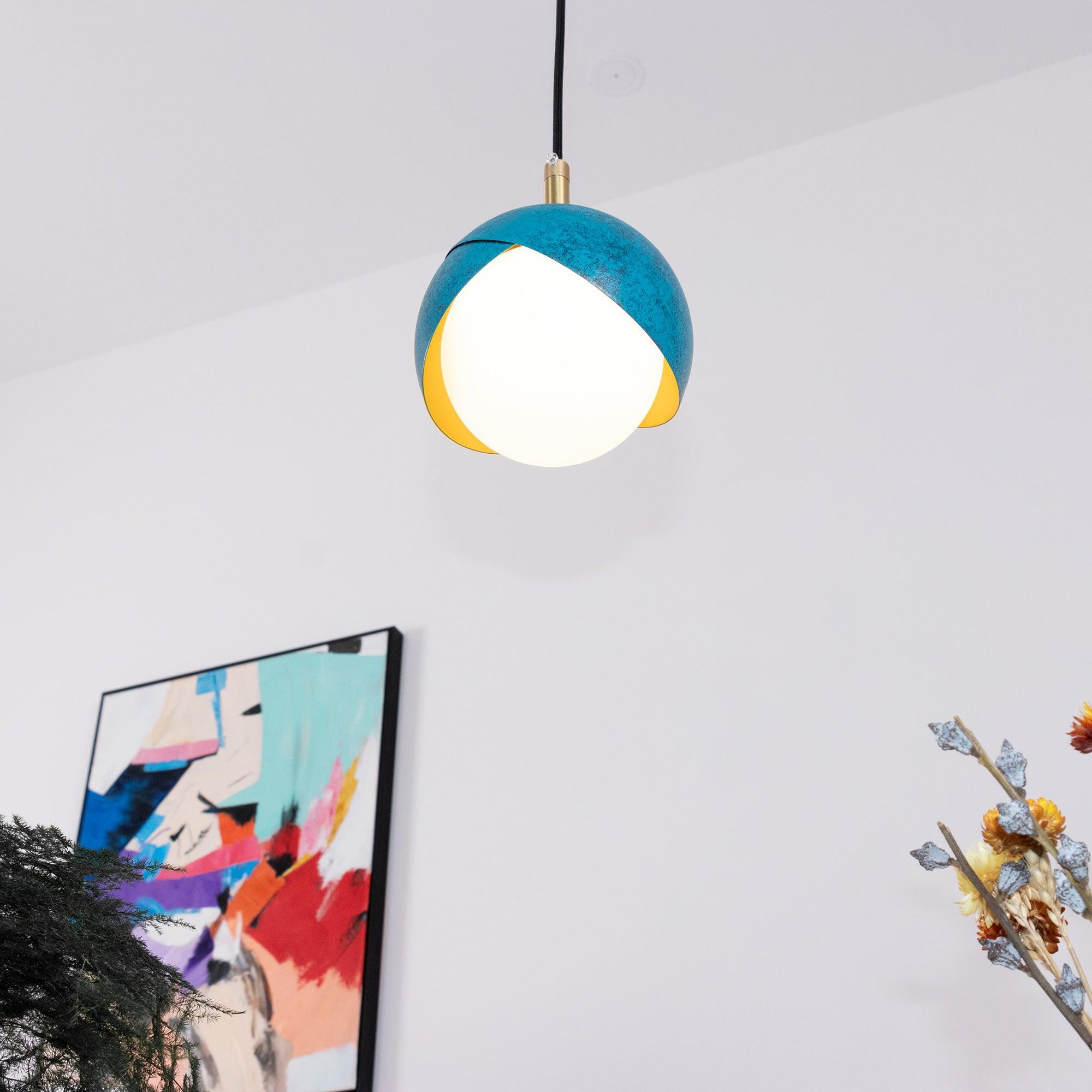 Solara Pendant Lamp Brass Nested Opal Globe Modern - Letslighting