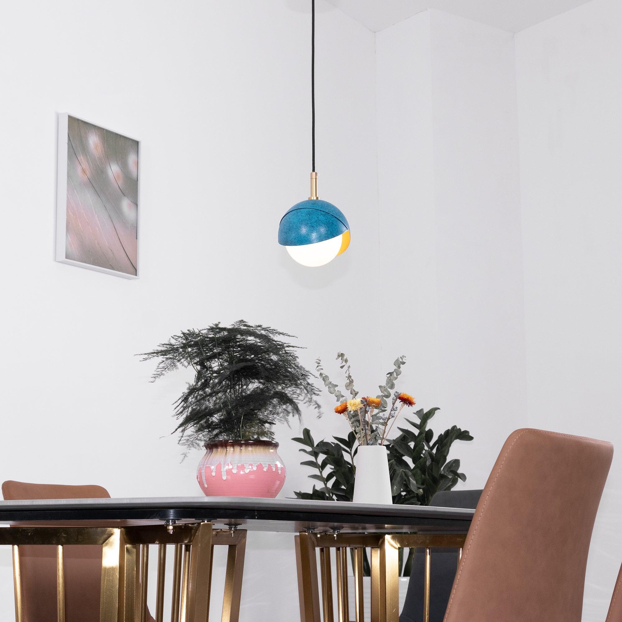 Solara Pendant Lamp Brass Nested Opal Globe Modern - Letslighting