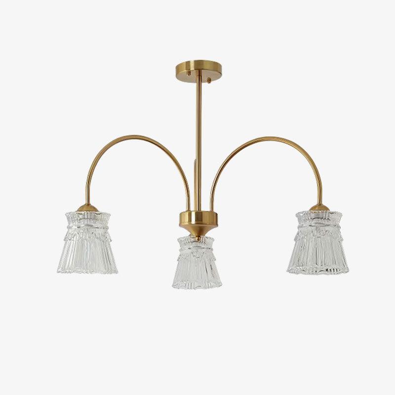 Lustra Chandelier Crystal Glass Gold Midcentury - Letslighting