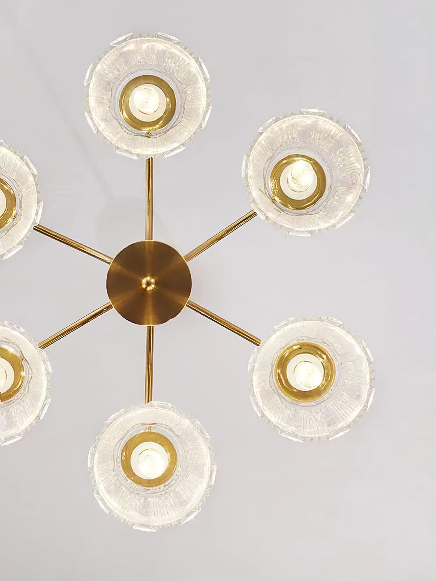 Lustra Chandelier Crystal Glass Gold Midcentury - Letslighting