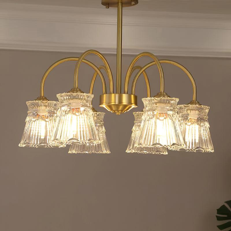 Lustra Chandelier Crystal Glass Gold Midcentury - Letslighting