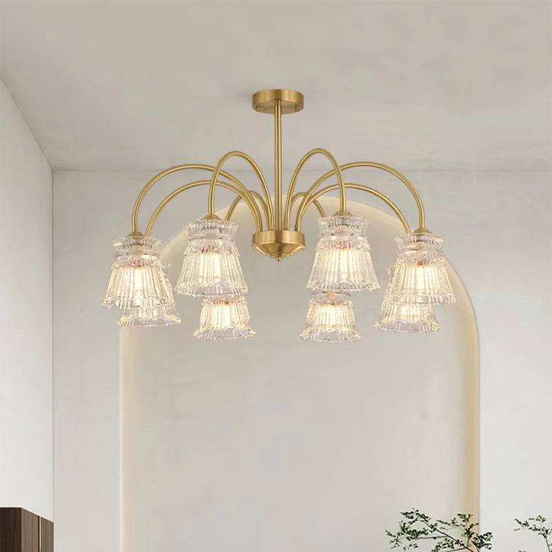 Lustra Chandelier Crystal Glass Gold Midcentury - Letslighting