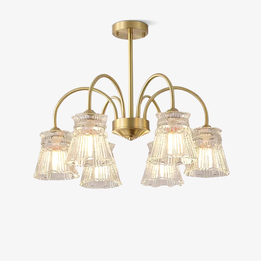 Lustra Chandelier Crystal Glass Gold Midcentury - Letslighting