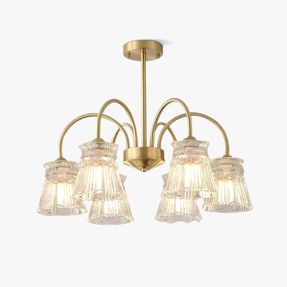 Lustra Chandelier Crystal Glass Gold Midcentury - Letslighting