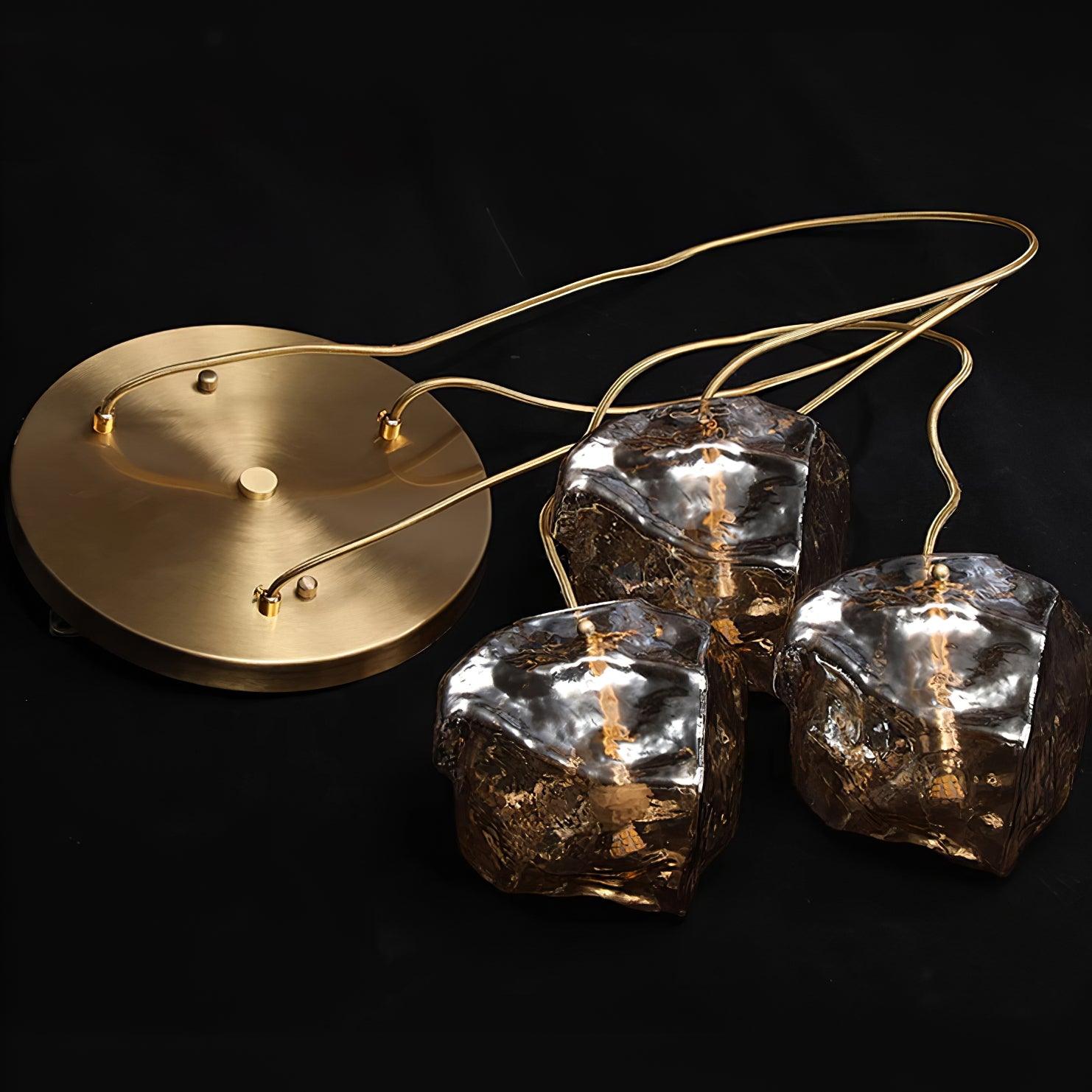 Aria Ice Glass Pendant Light Brass