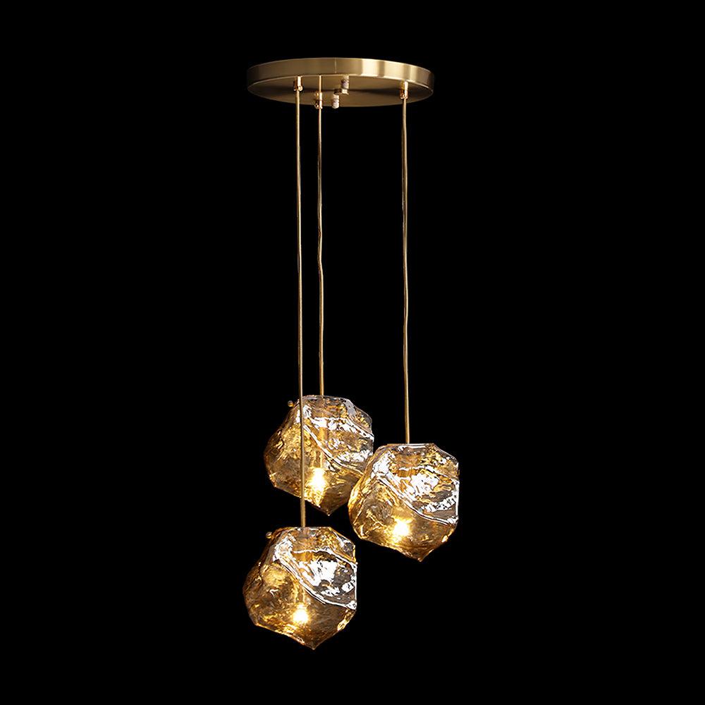 Aria Ice Glass Pendant Light Brass