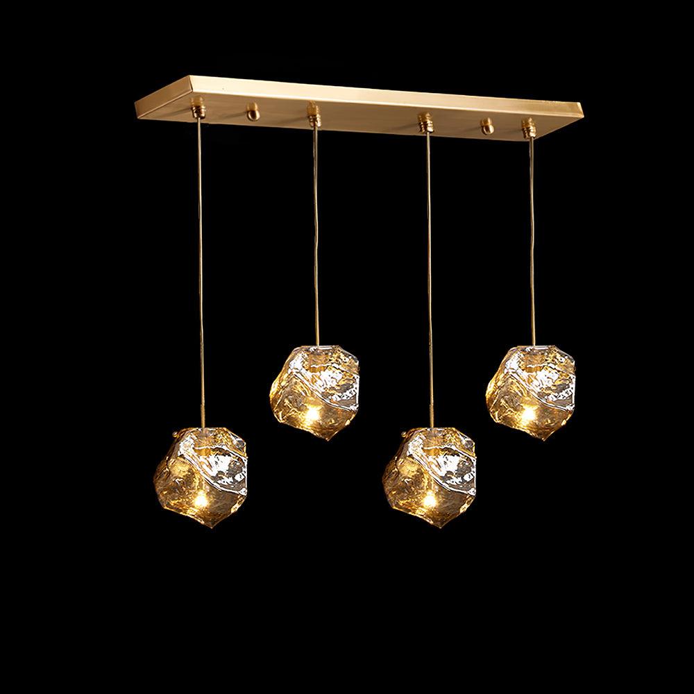 Aria Ice Glass Pendant Light Brass