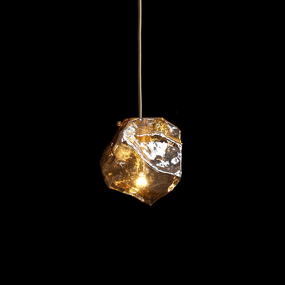Aria Ice Glass Pendant Light Brass