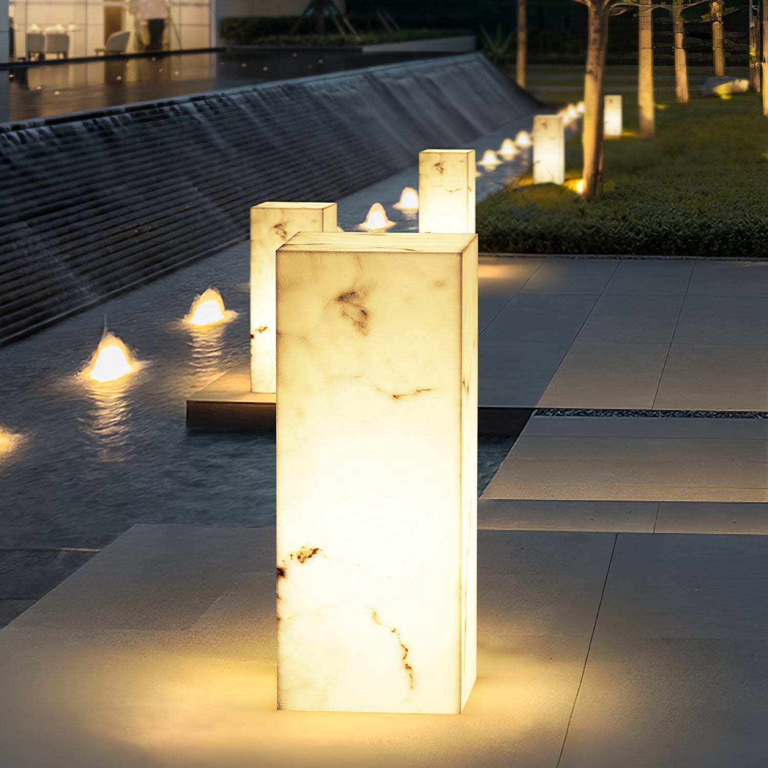 Ray Imitation Marble Cube Outdoor Light - Letslighting