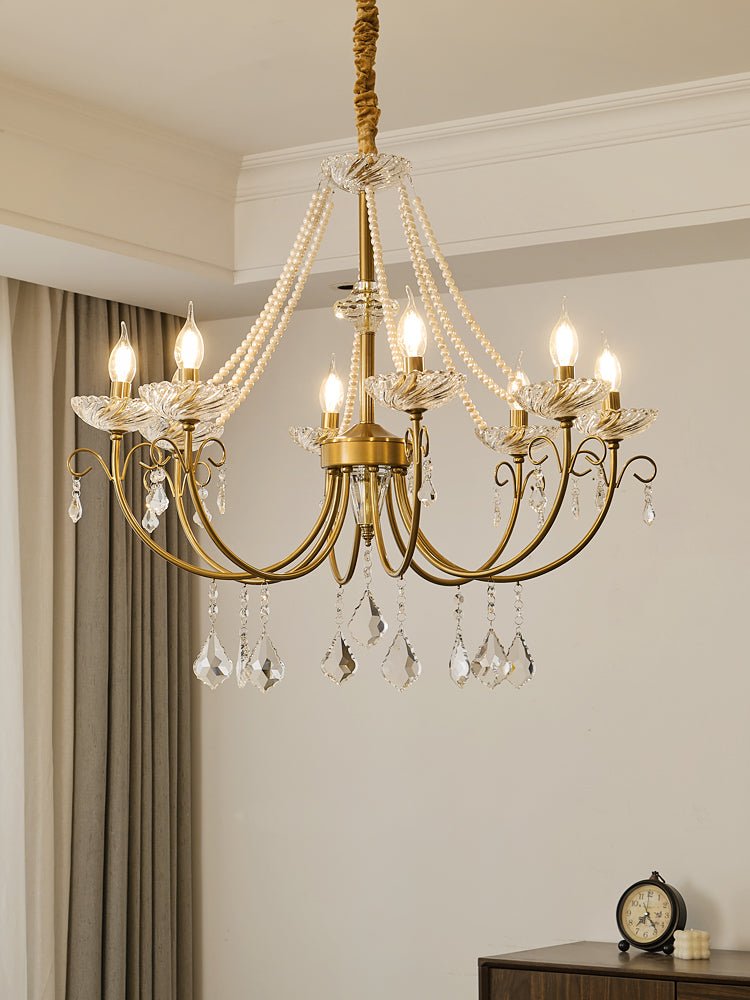 Lustra Chandelier Pearl Crystal Elegant Classic - Letslighting