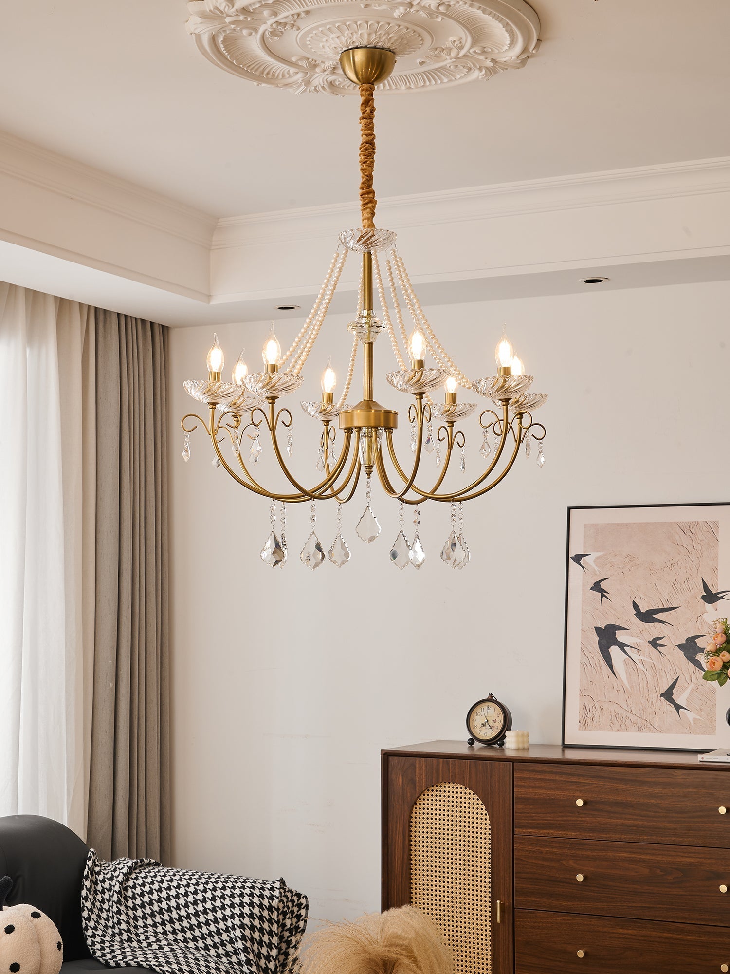 Lustra Chandelier Pearl Crystal Elegant Classic - Letslighting
