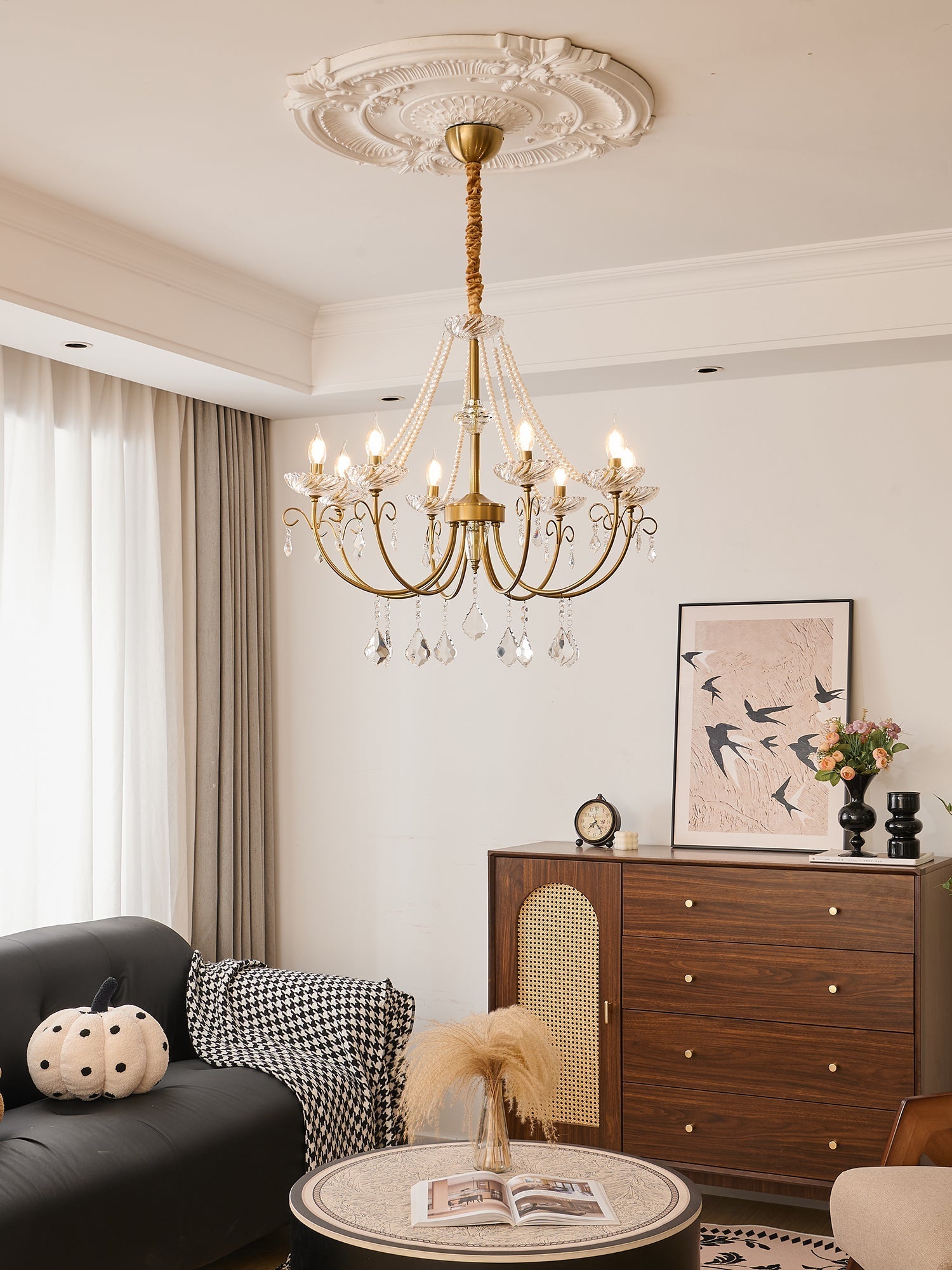 Lustra Chandelier Pearl Crystal Elegant Classic - Letslighting