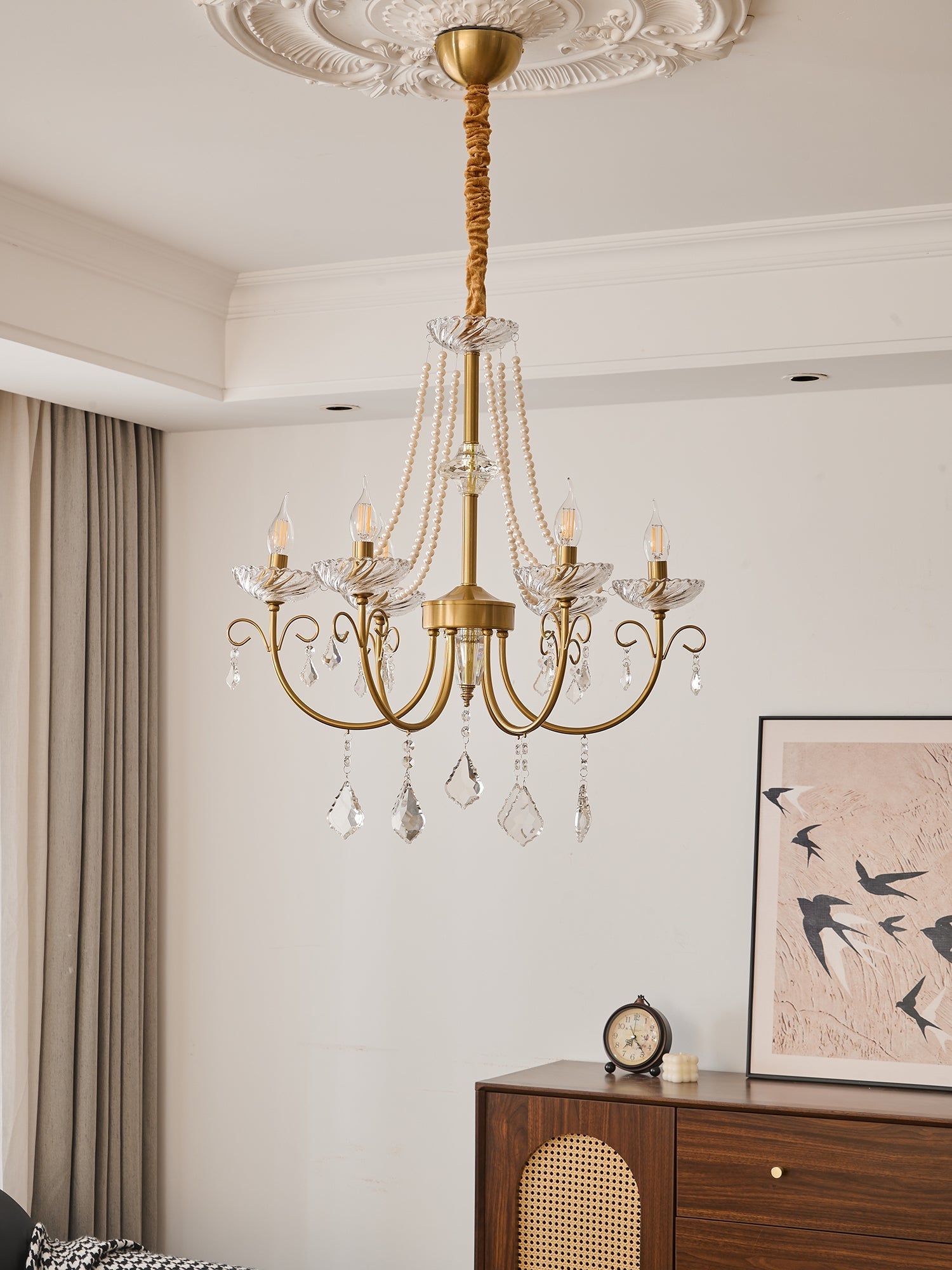 Lustra Chandelier Pearl Crystal Elegant Classic - Letslighting