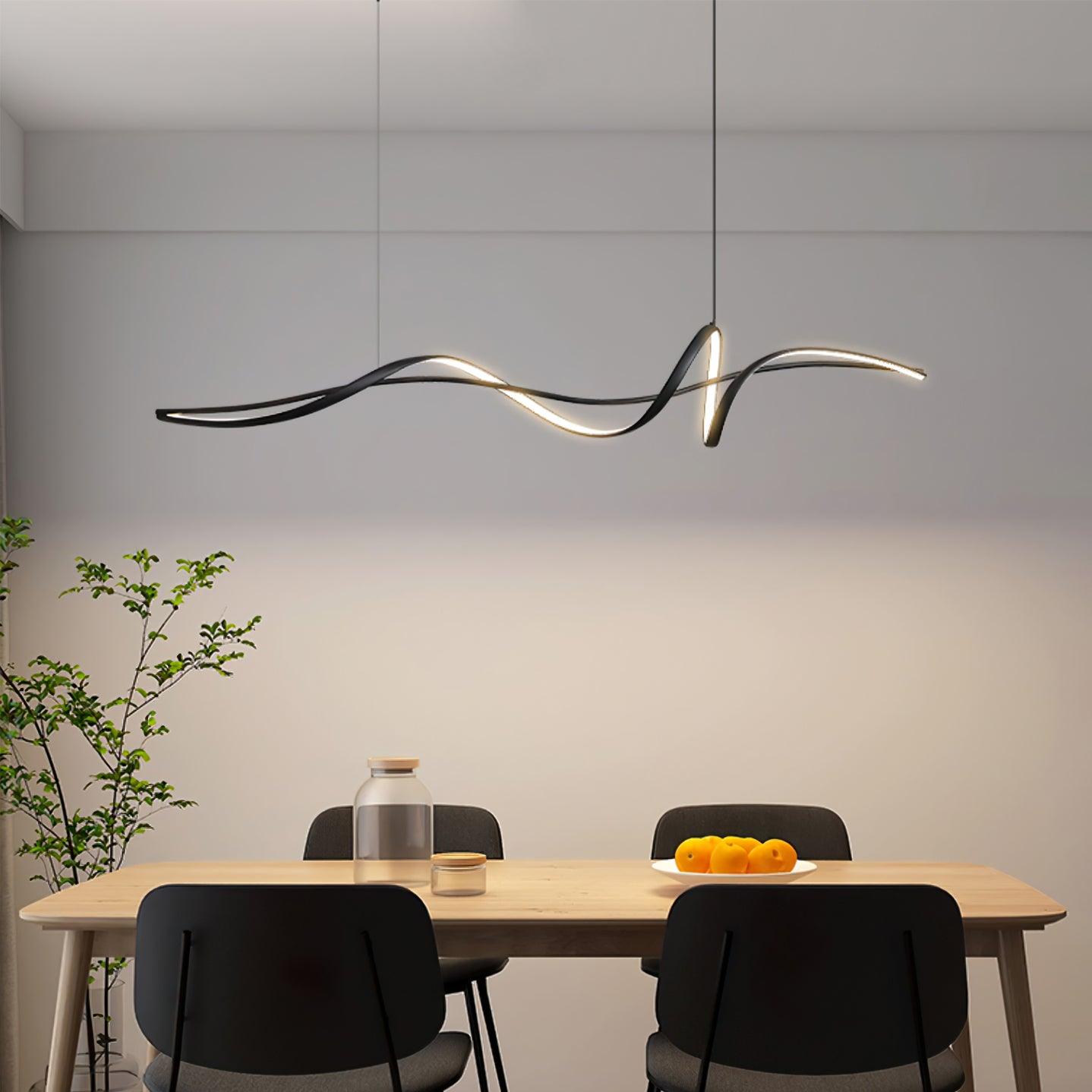 Aveline Modern Black LED Wave Pendant Light