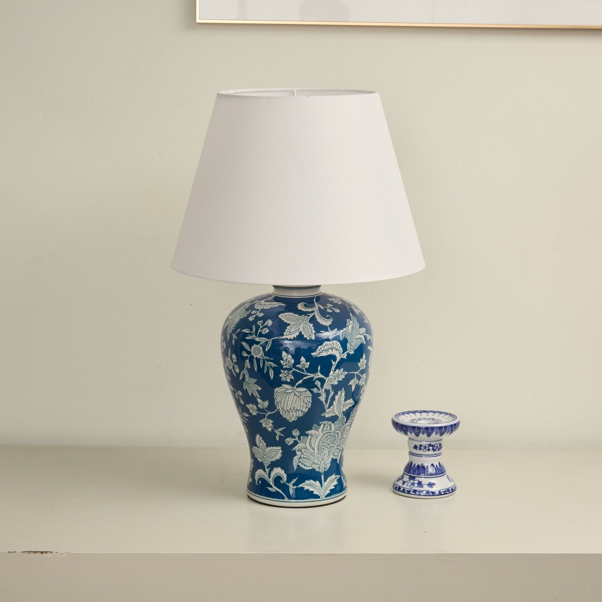 Indigo Elegant Fabric & Ceramics Table Lamp