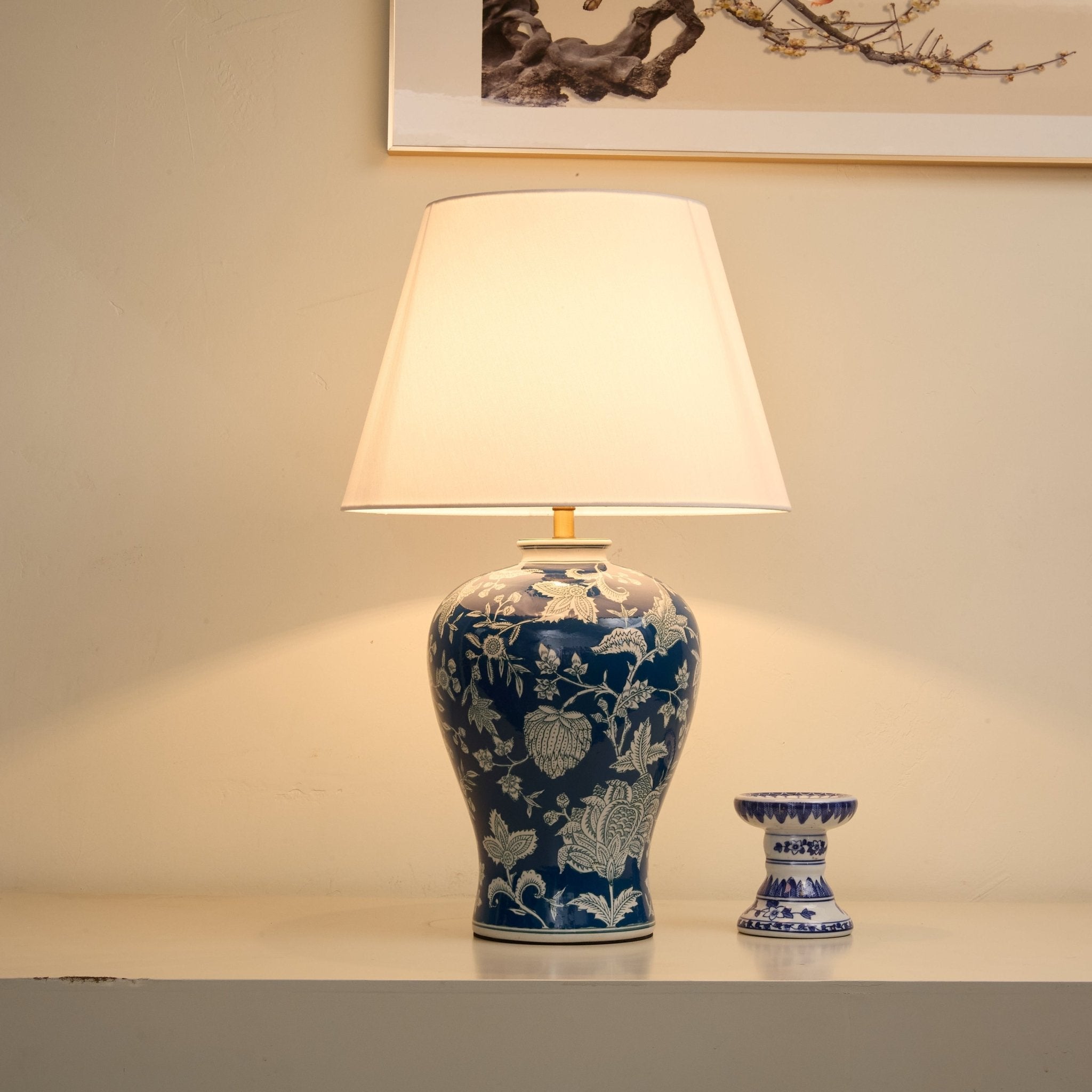 Indigo Elegant Fabric & Ceramics Table Lamp