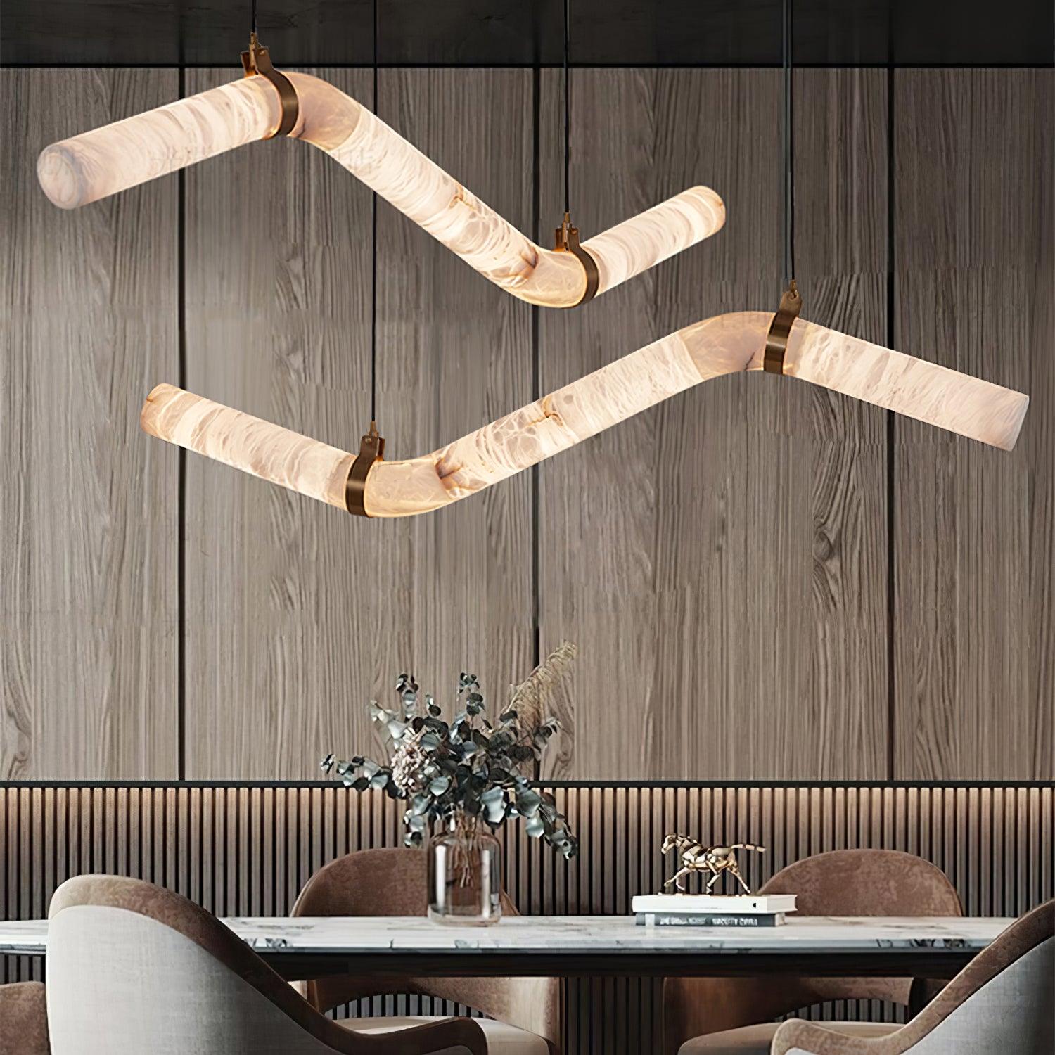 Utalyra Curved Alabaster Pendant Light - Letslighting