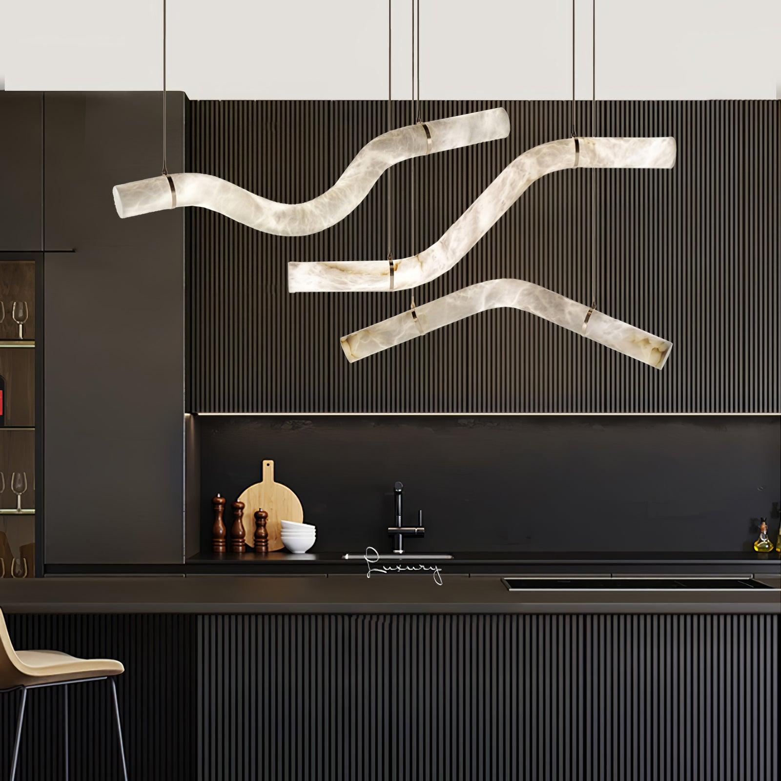 Utalyra Curved Alabaster Pendant Light - Letslighting