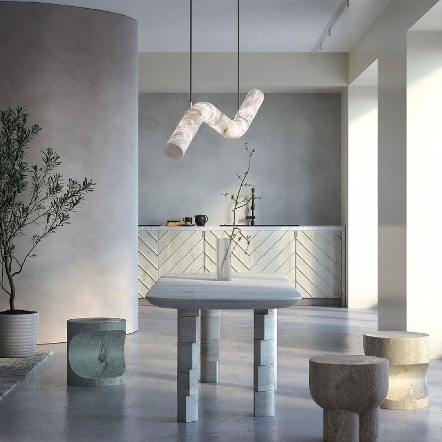 Utalyra Curved Alabaster Pendant Light - Letslighting