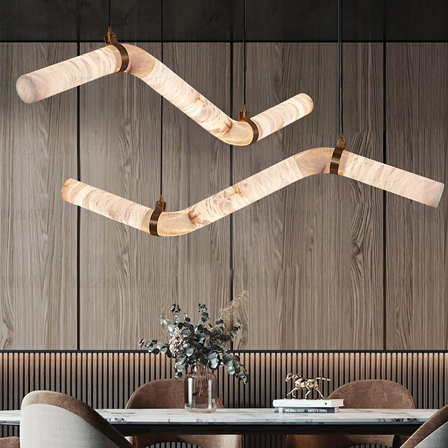 Utalyra Curved Alabaster Pendant Light - Letslighting