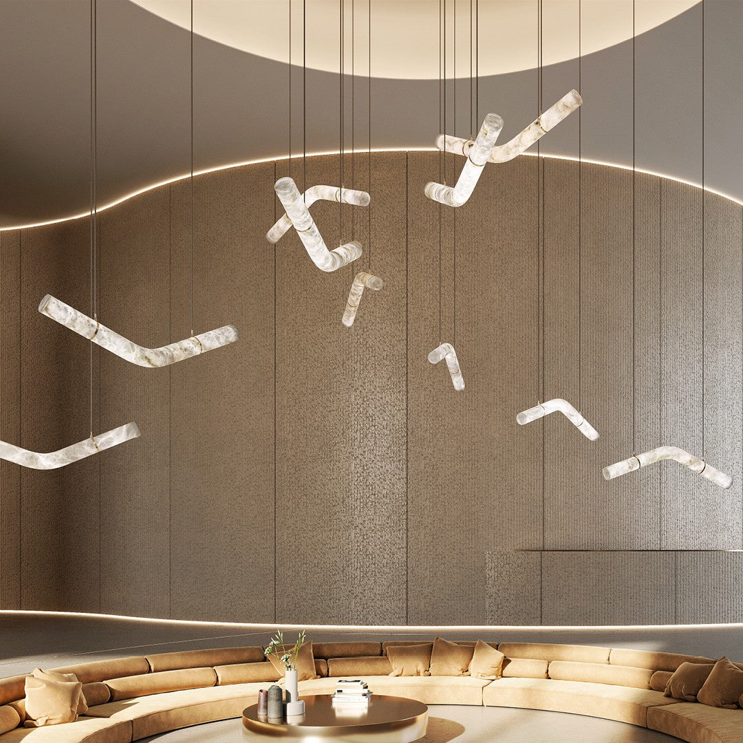 Utalyra Curved Alabaster Pendant Light - Letslighting