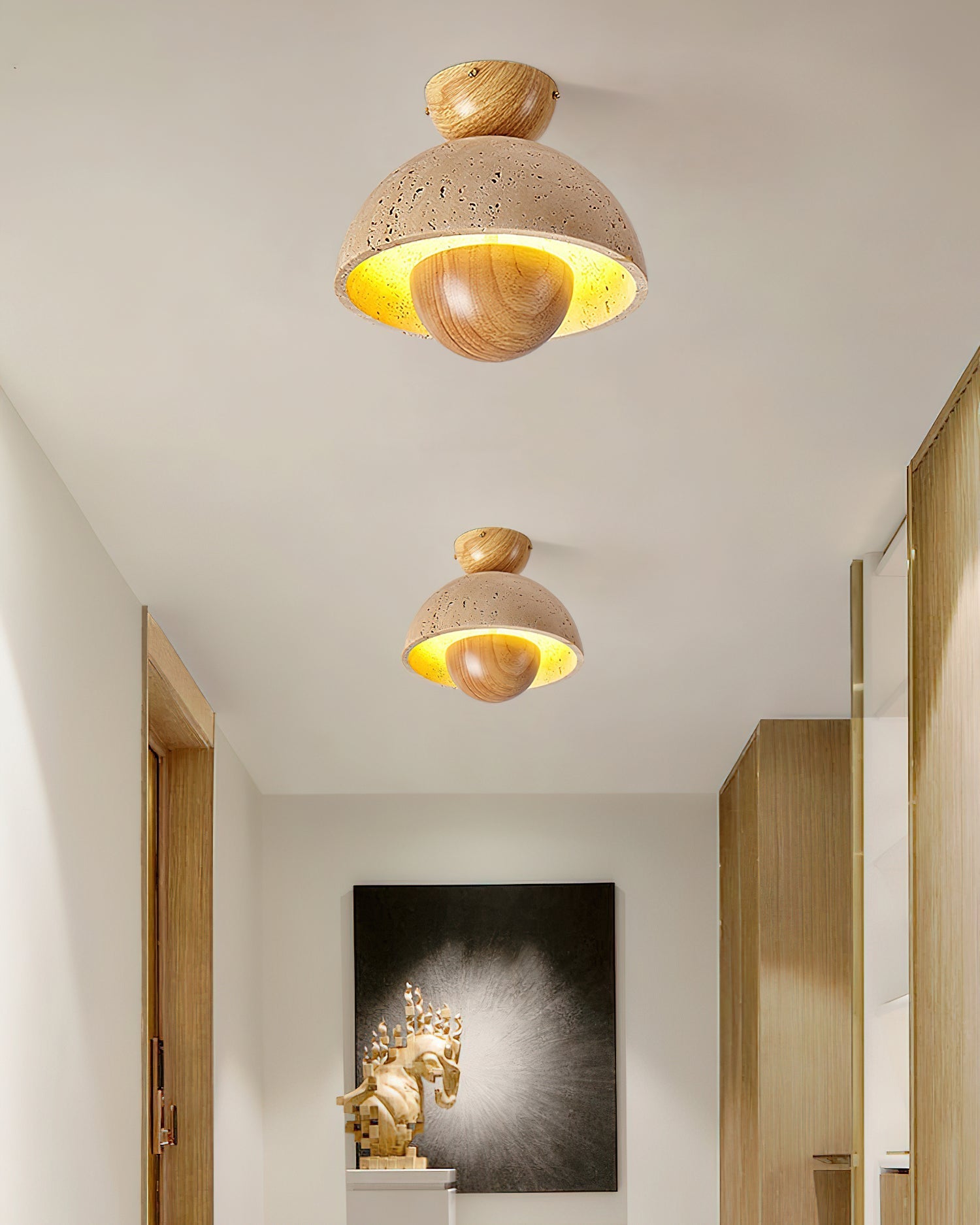 Arinisra Mushroom Shaped Travertine Ceiling Light - Blowlighting