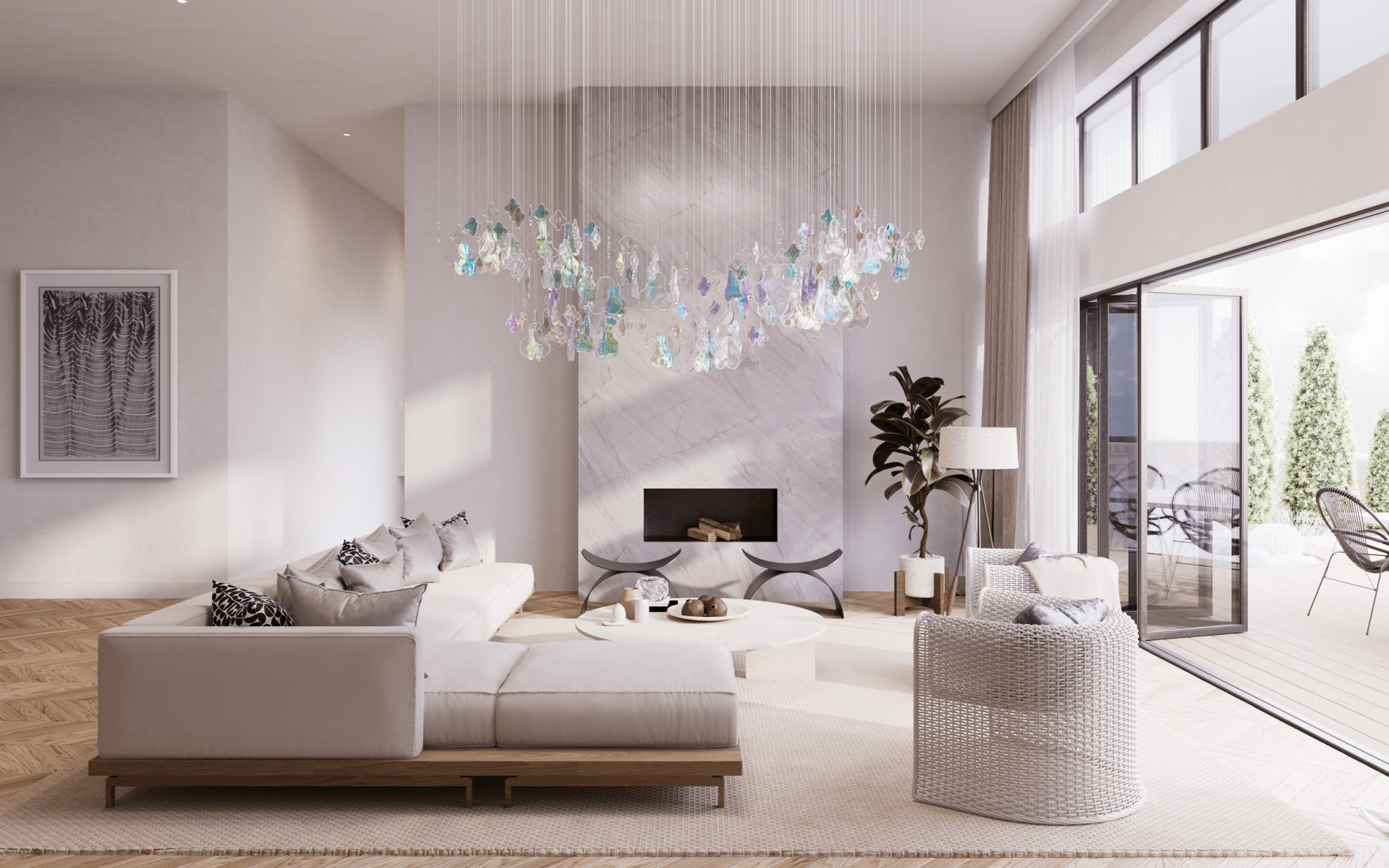 Iris Iridescent Blossom Chandelier - Letslighting