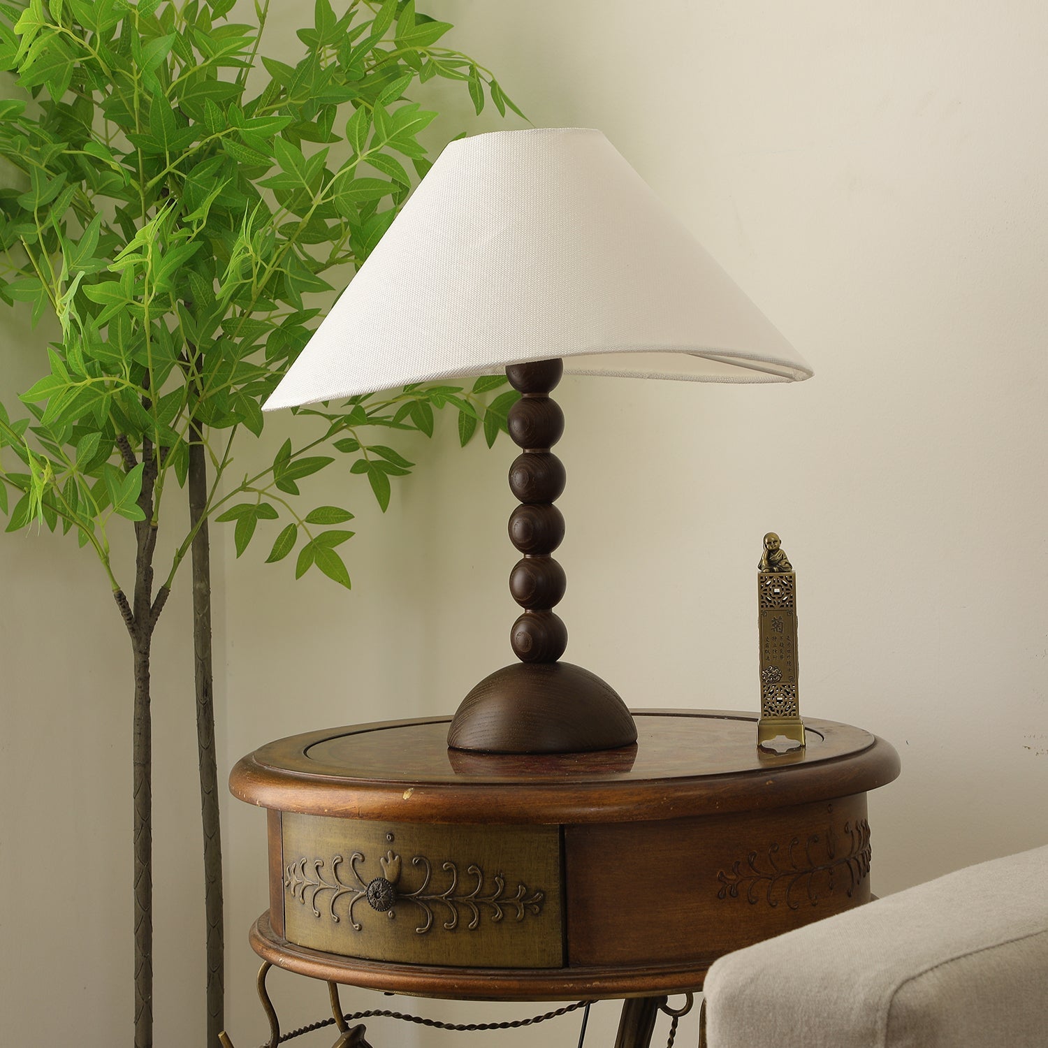 Lennox Wood & Fabric Elegant Table Lamp - Letslighting