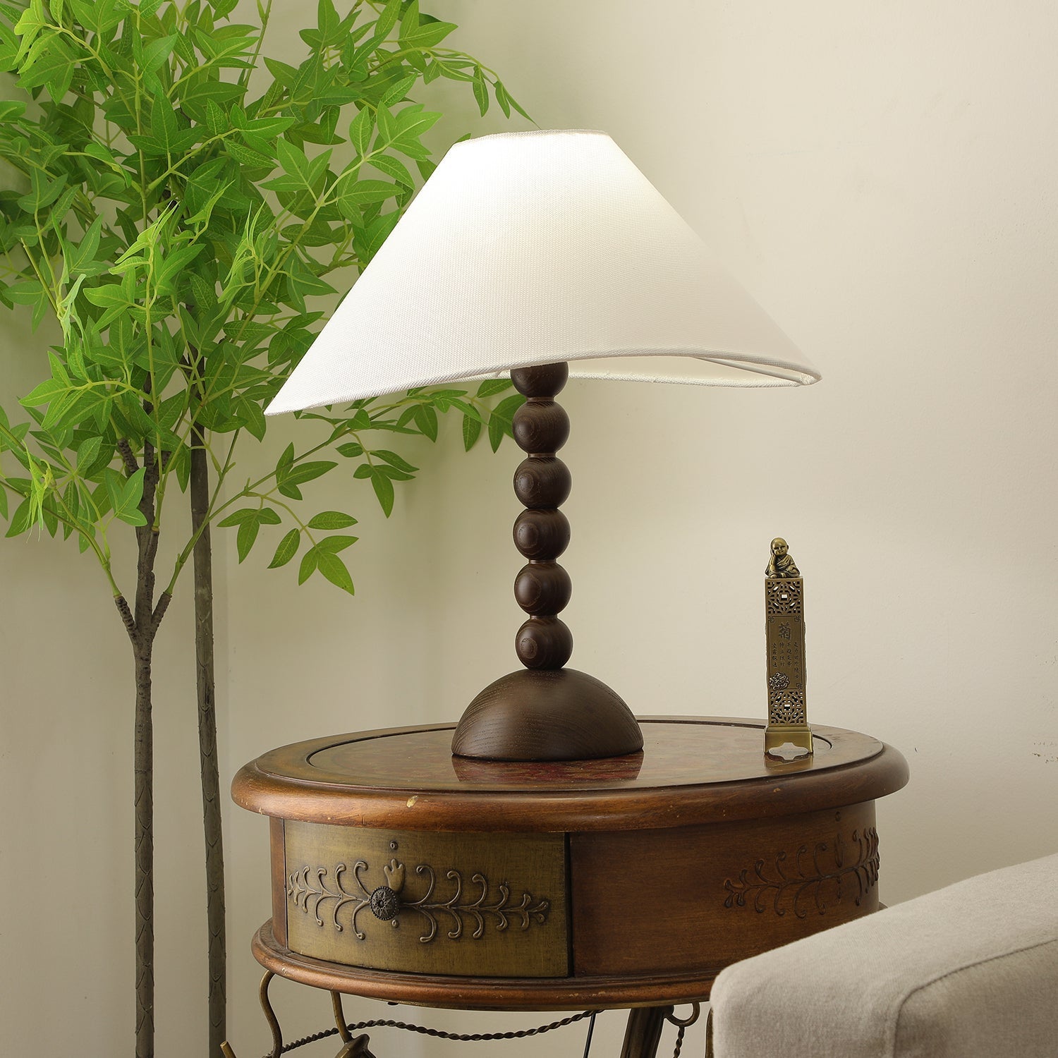 Lennox Wood & Fabric Elegant Table Lamp - Letslighting