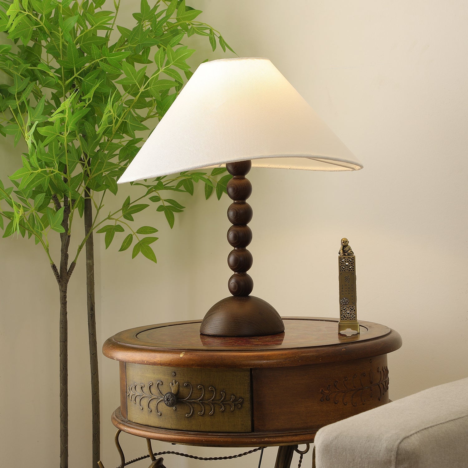 Lennox Wood & Fabric Elegant Table Lamp - Letslighting
