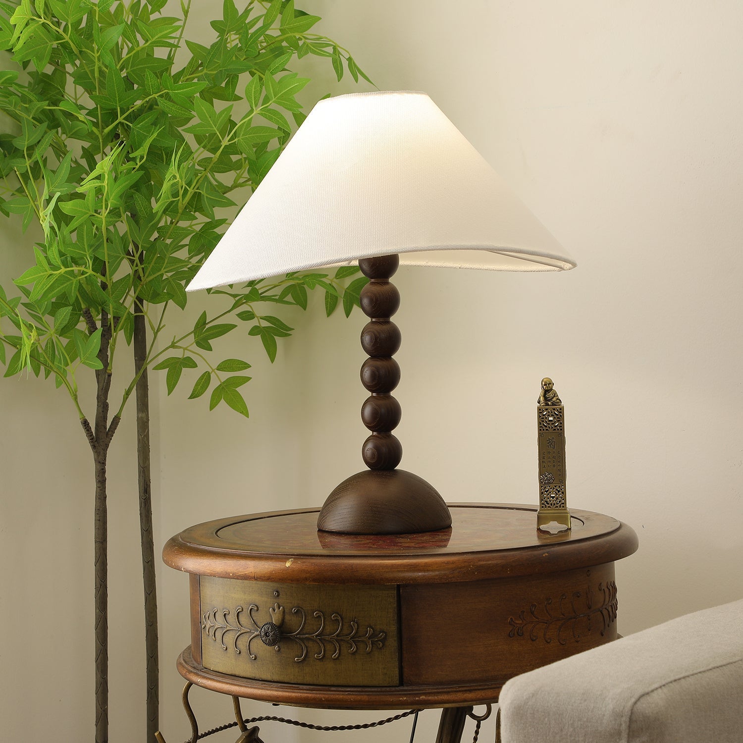 Lennox Wood & Fabric Elegant Table Lamp - Letslighting