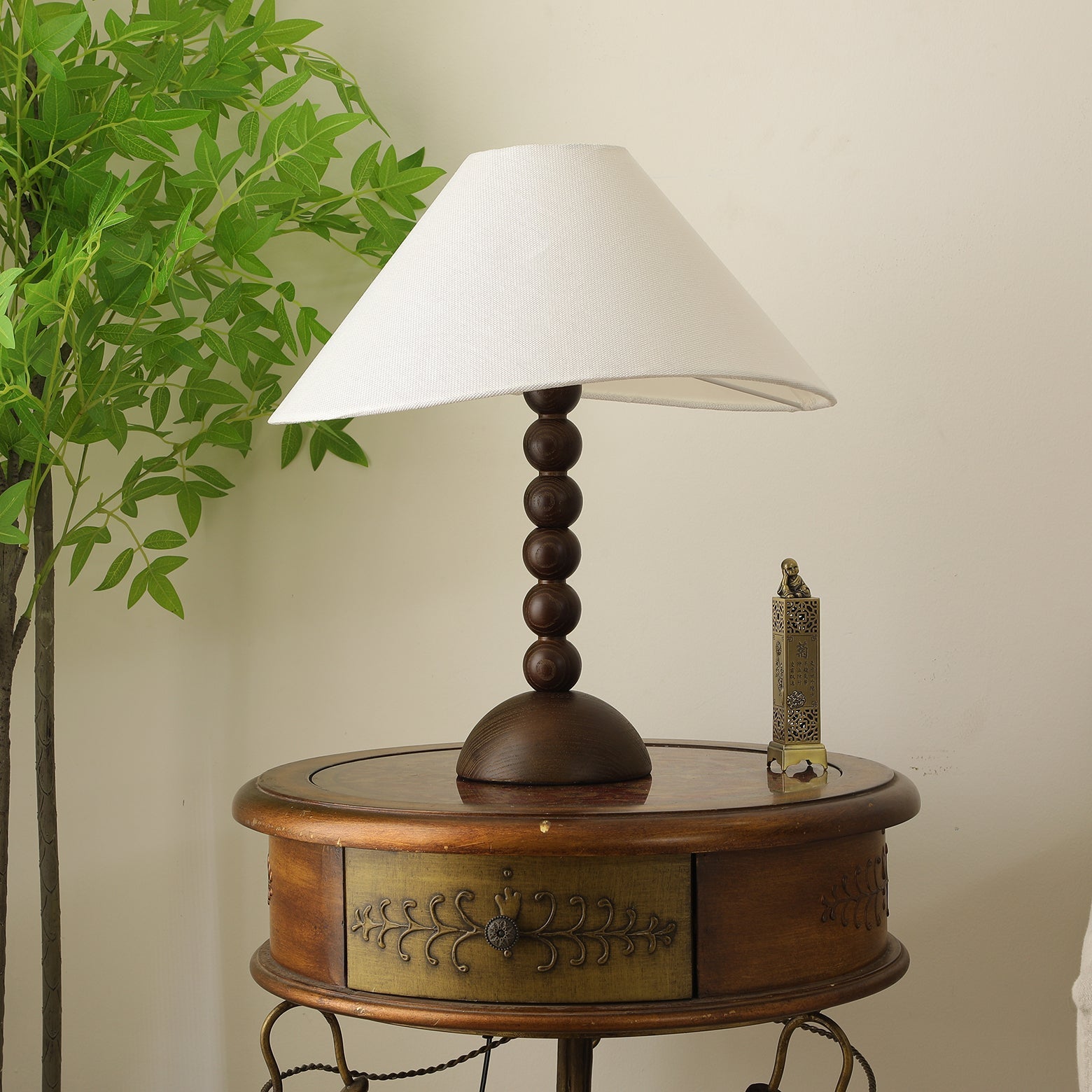 Lennox Wood & Fabric Elegant Table Lamp - Letslighting