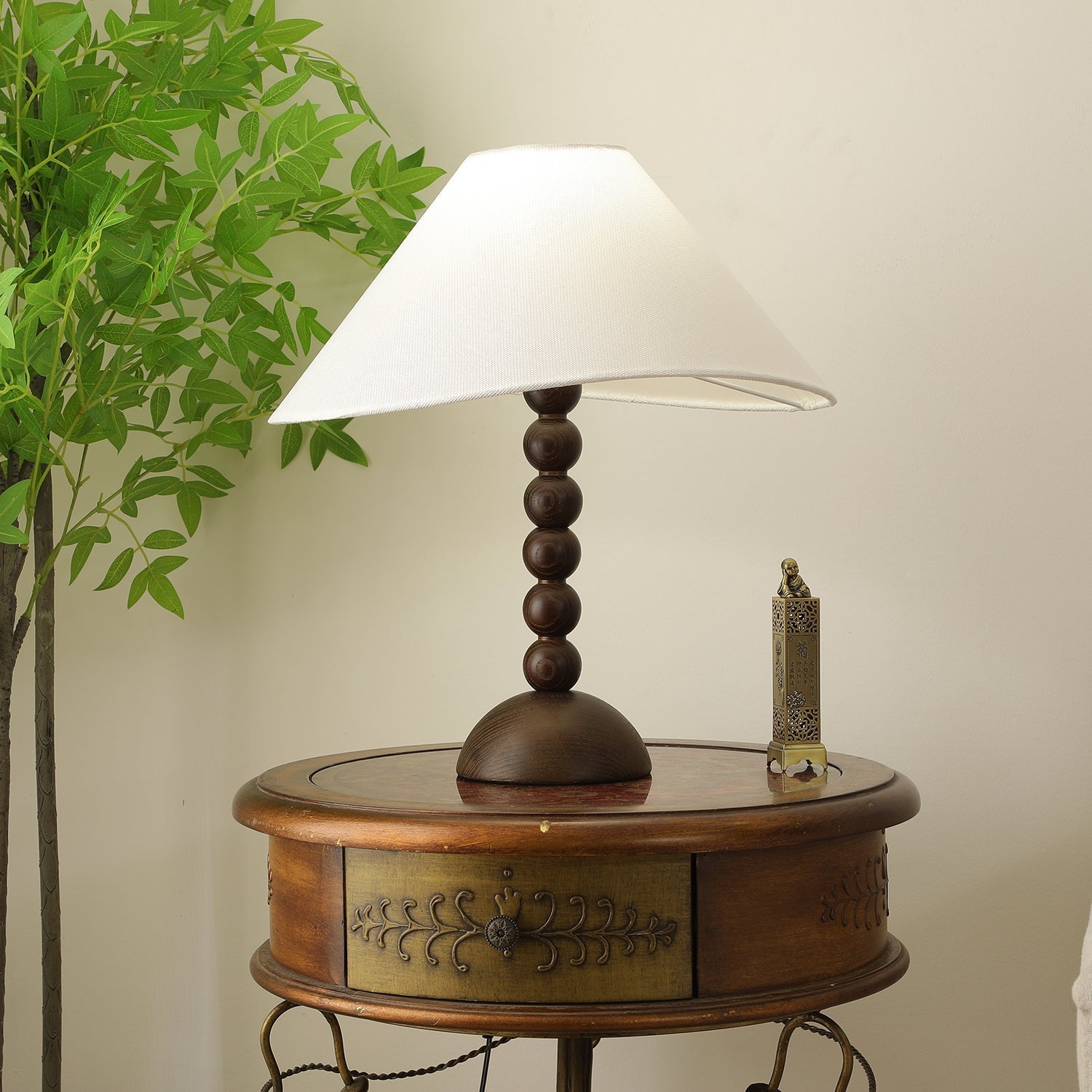 Lennox Wood & Fabric Elegant Table Lamp - Letslighting