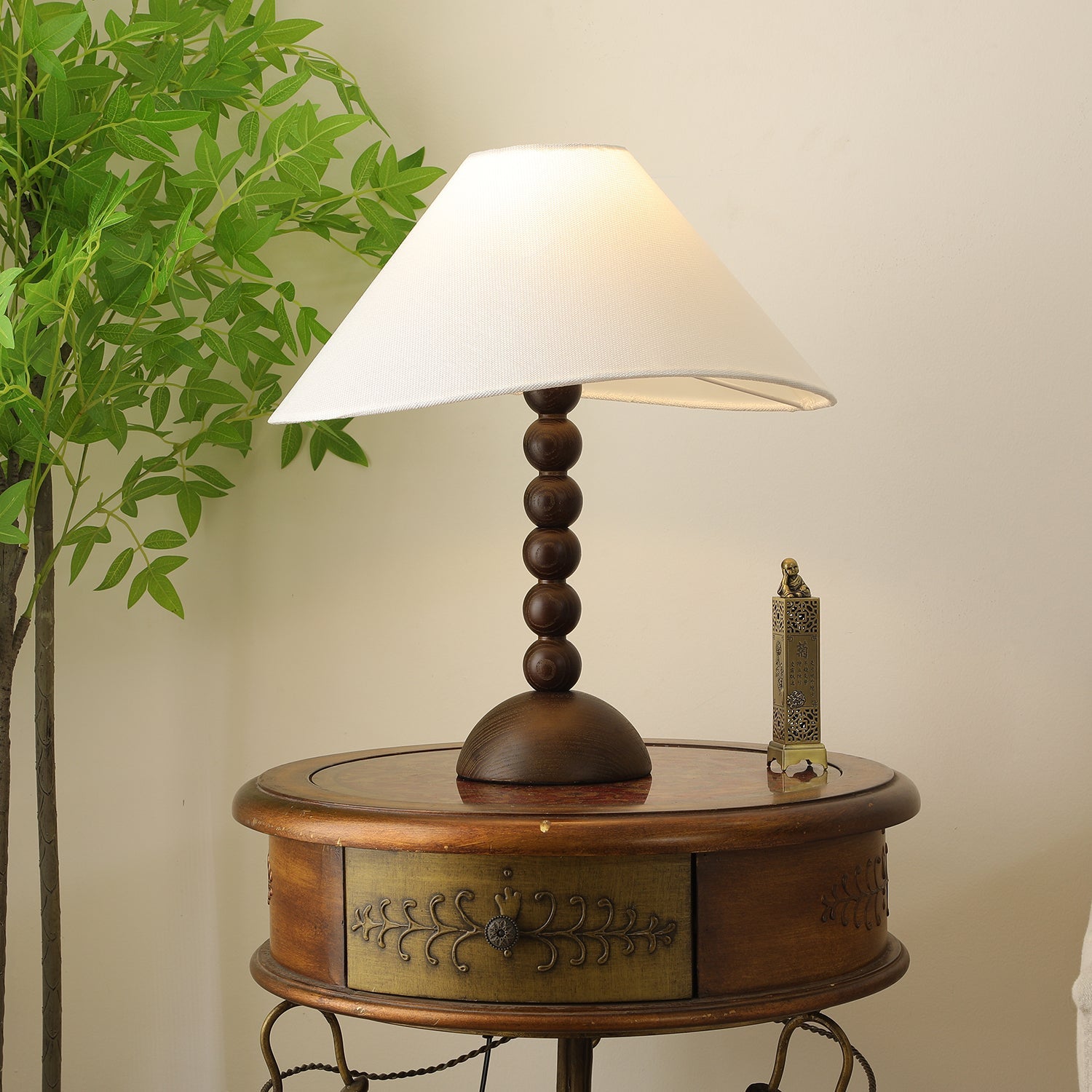 Lennox Wood & Fabric Elegant Table Lamp - Letslighting
