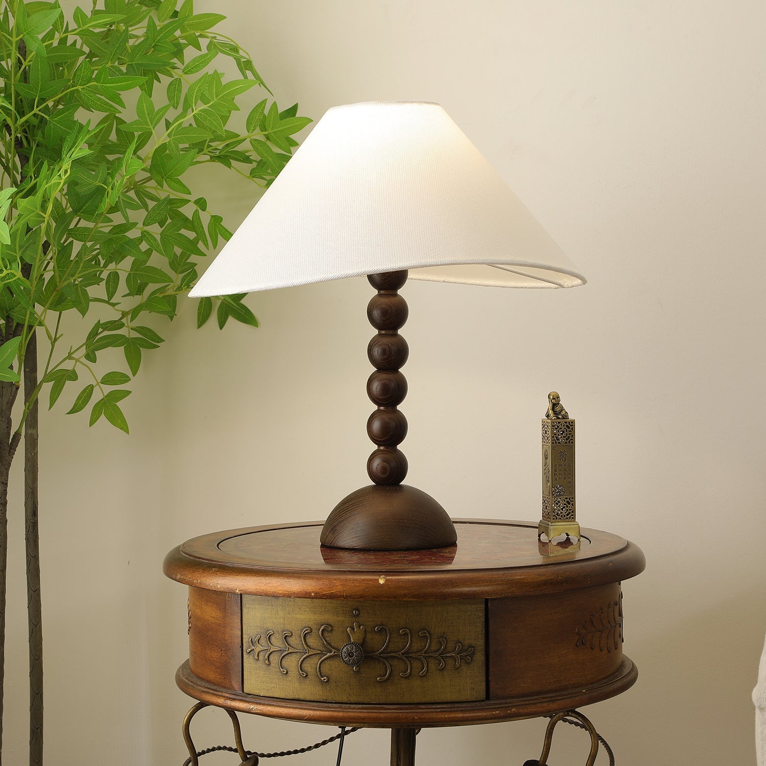 Lennox Wood & Fabric Elegant Table Lamp - Letslighting