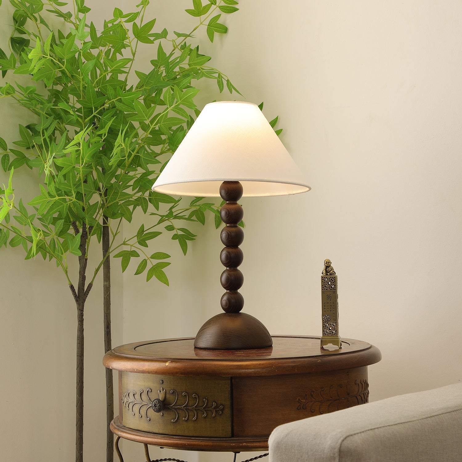 Lennox Wood & Fabric Elegant Table Lamp - Letslighting