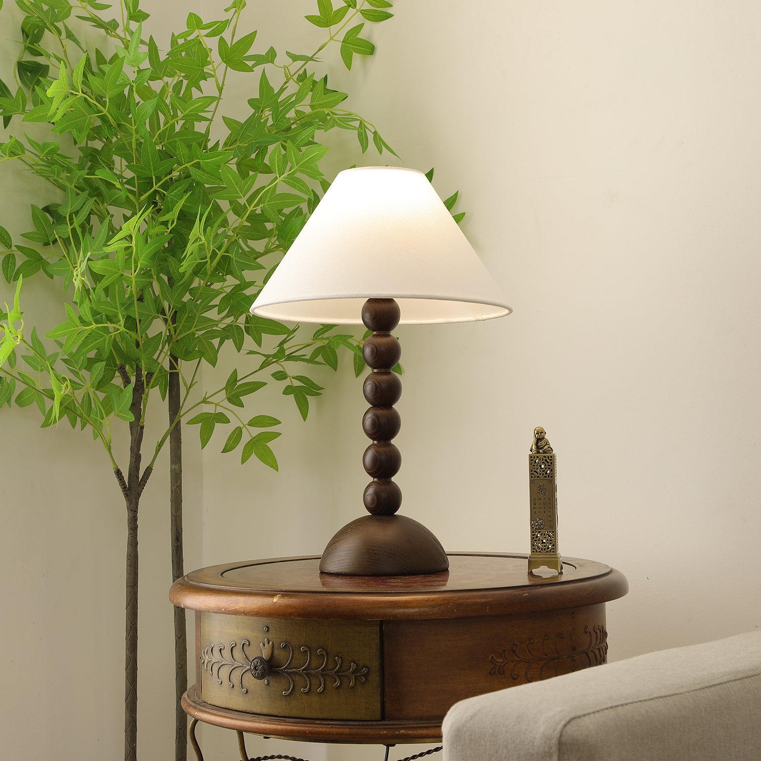 Lennox Wood & Fabric Elegant Table Lamp - Letslighting
