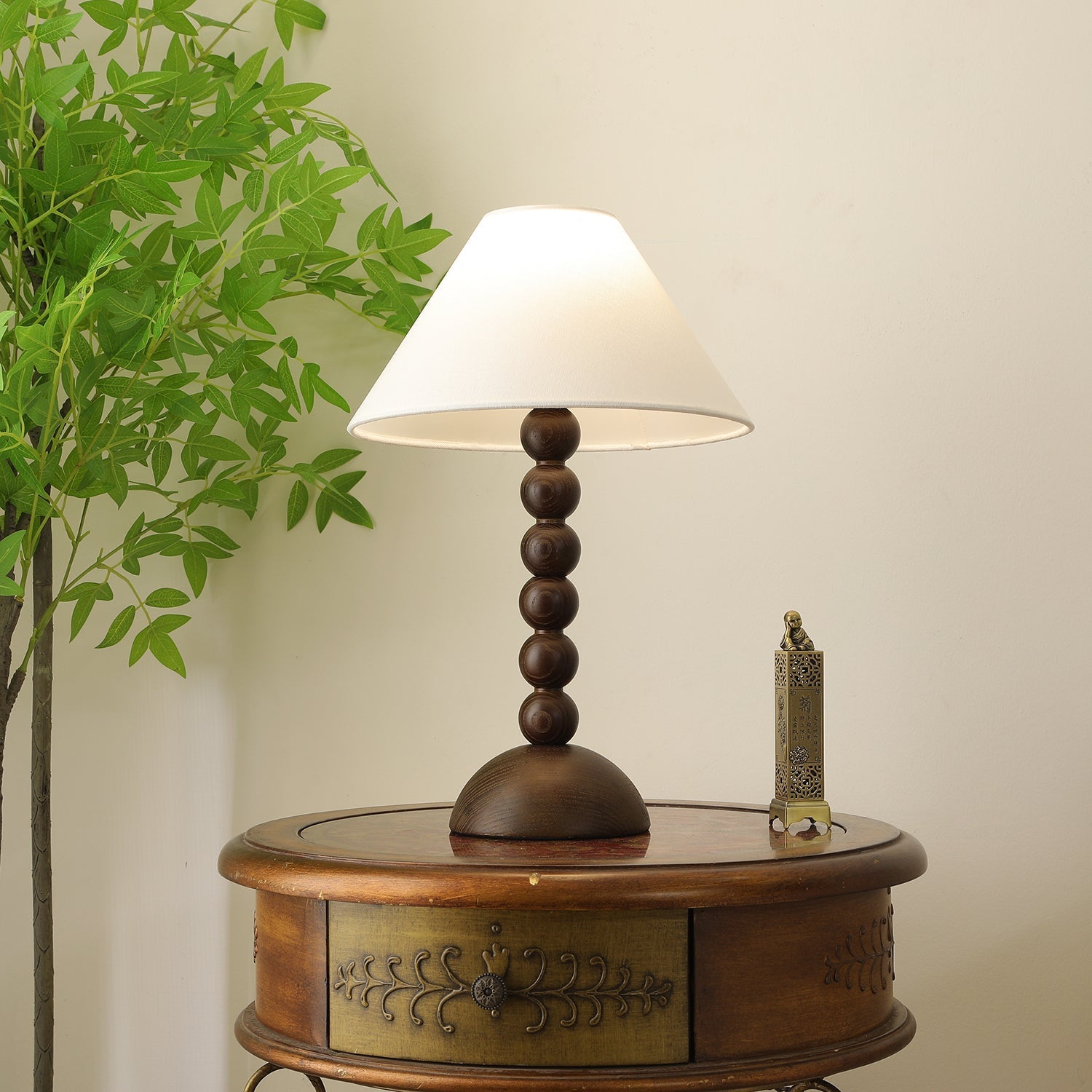 Lennox Wood & Fabric Elegant Table Lamp - Letslighting