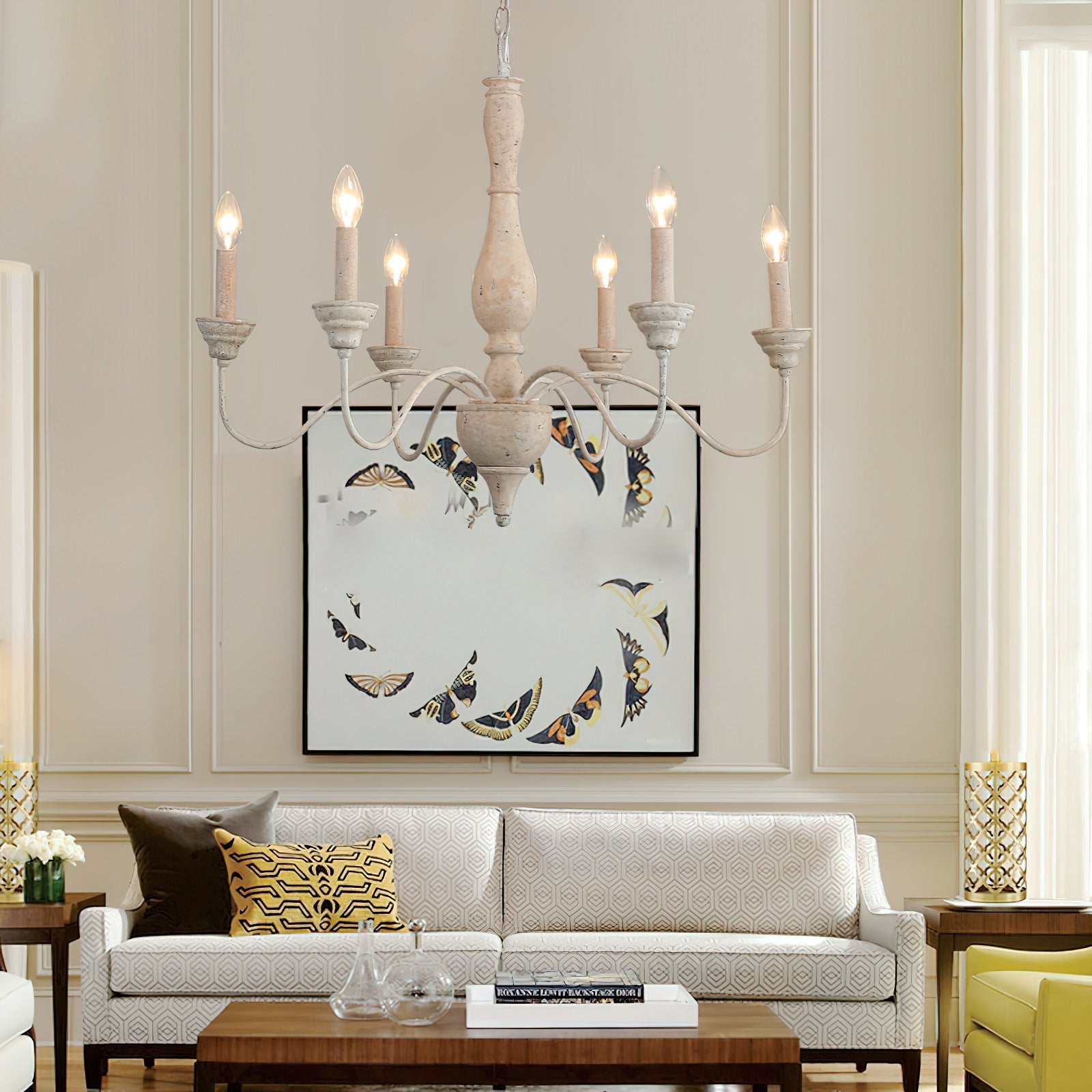 Eurloryra Vintage Candle Hand-carved Wood Chandelier - Letslighting