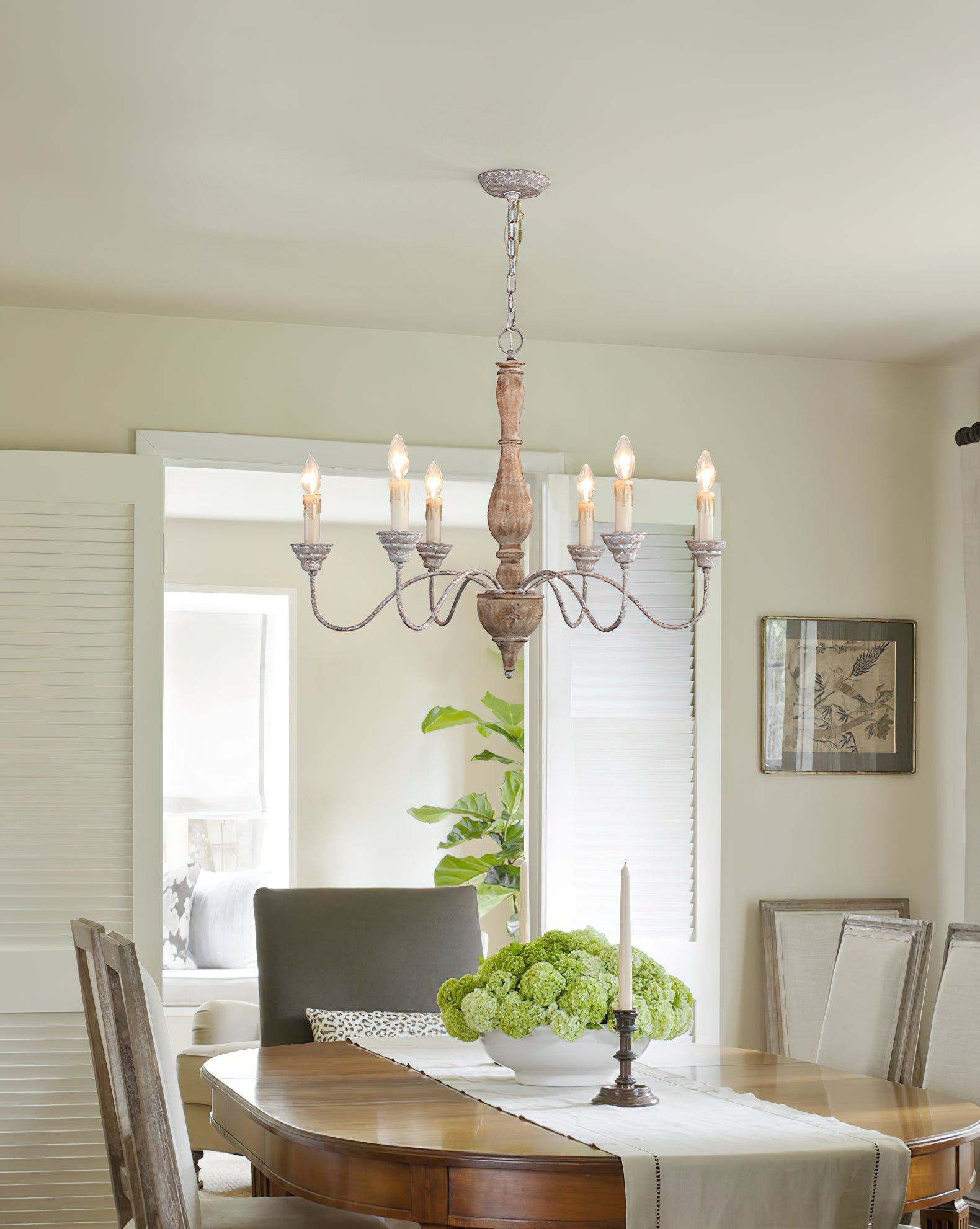 Eurloryra Vintage Candle Hand-carved Wood Chandelier - Letslighting