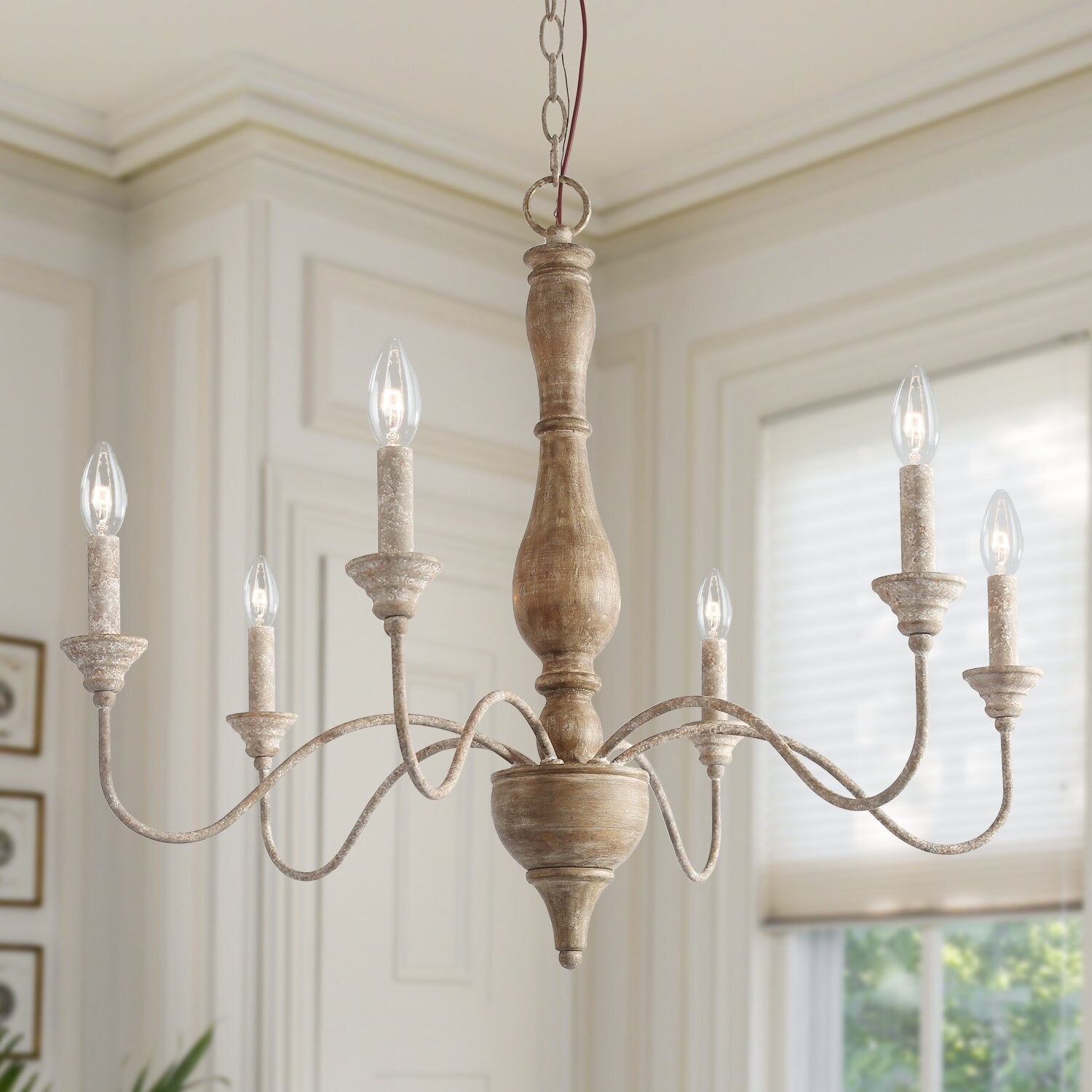 Eurloryra Vintage Candle Hand-carved Wood Chandelier - Letslighting