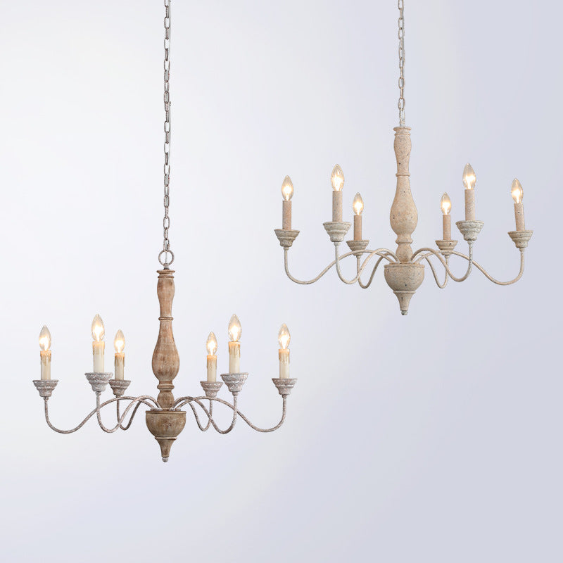 Eurloryra Vintage Candle Hand-carved Wood Chandelier - Letslighting