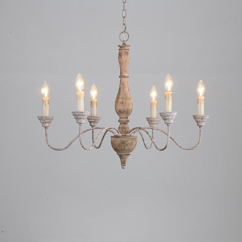 Eurloryra Vintage Candle Hand-carved Wood Chandelier - Letslighting