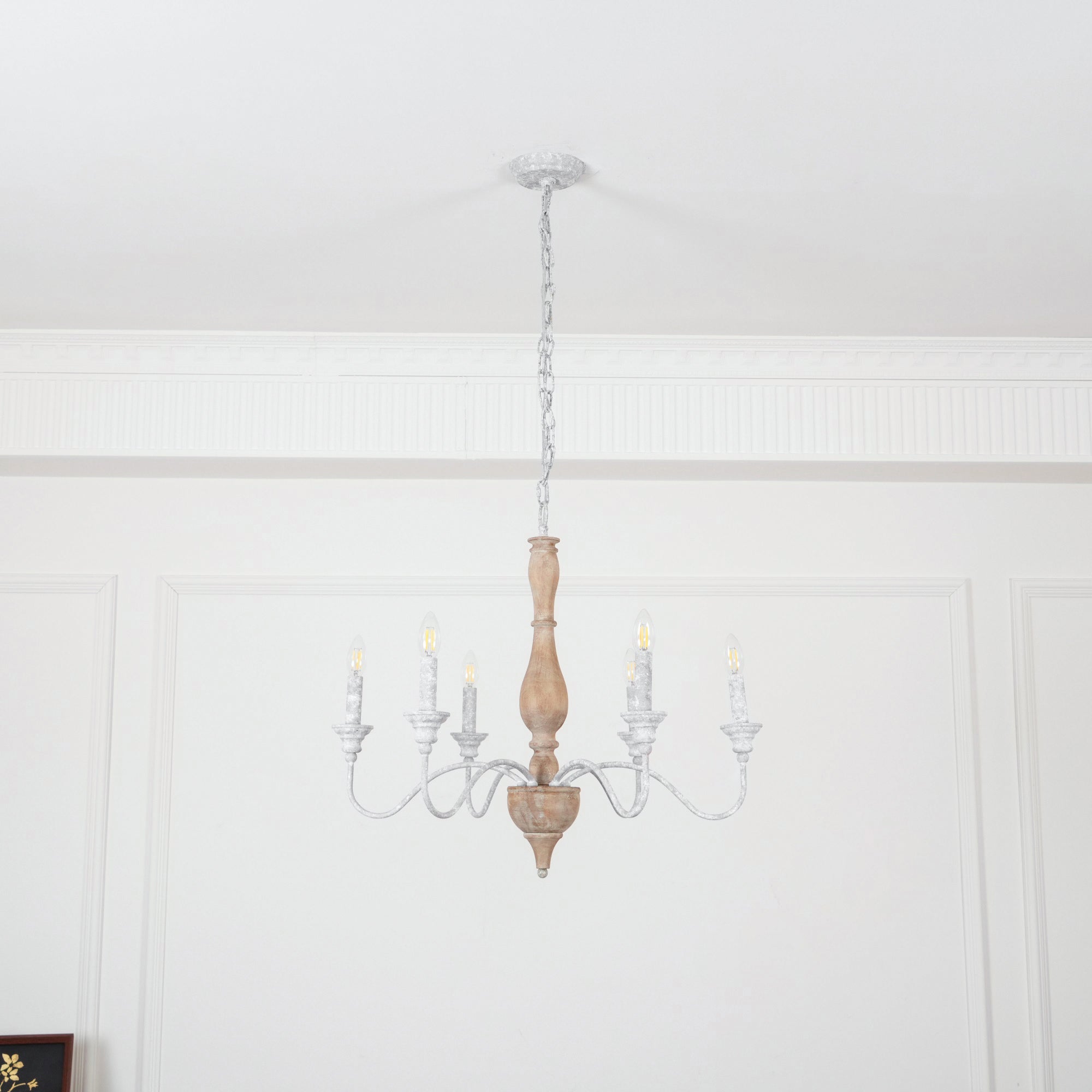 Eurloryra Vintage Candle Hand-carved Wood Chandelier - Letslighting