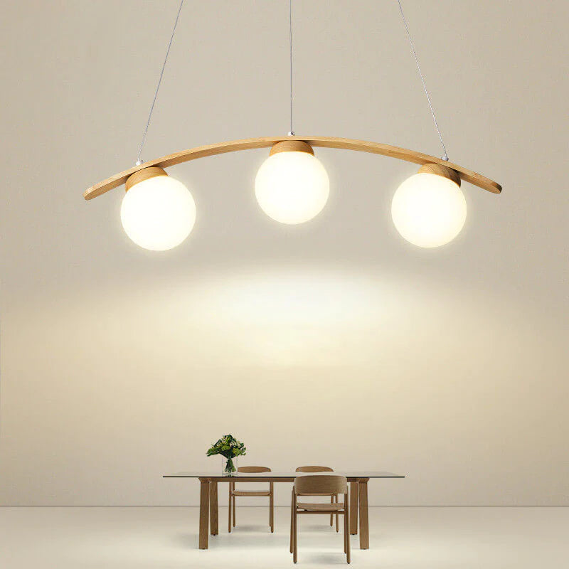 Valentina Pendant Light Wood Glass White Island Living Room/Bedroom - Letslighting