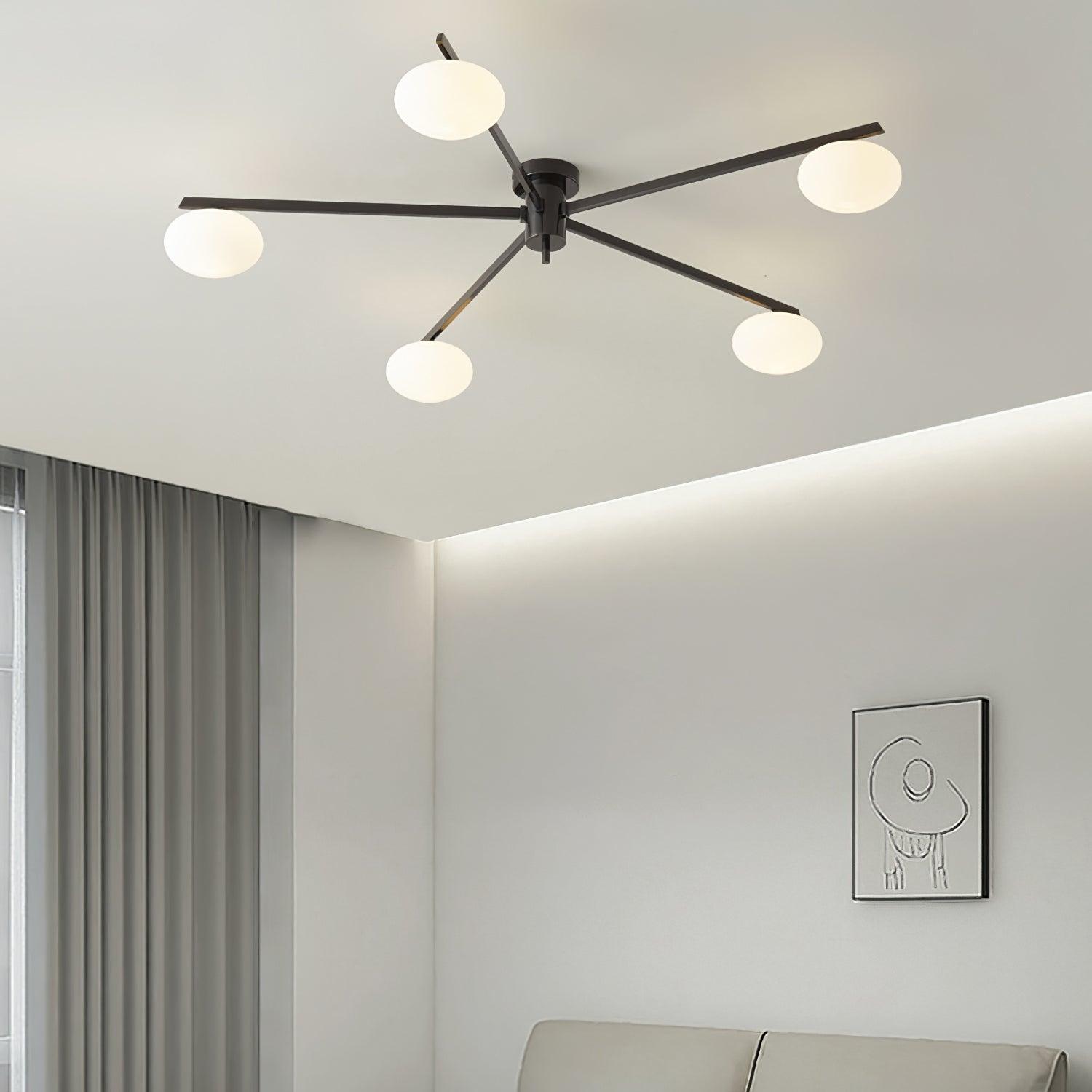 Lustra Ceiling Lamp Black White Glass - Letslighting