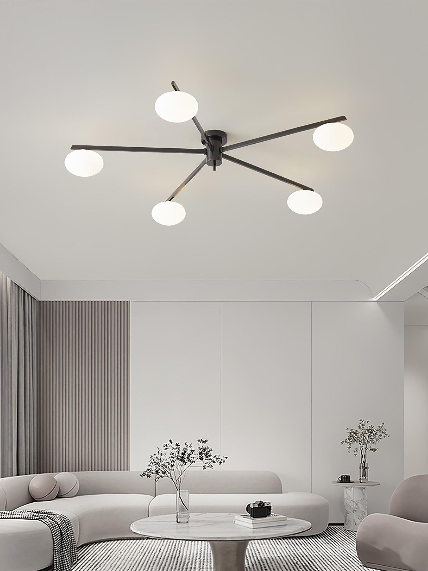 Lustra Ceiling Lamp Black White Glass - Letslighting