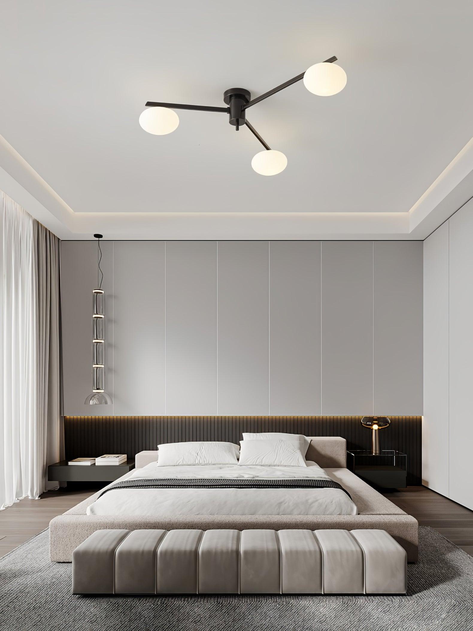 Lustra Ceiling Lamp Black White Glass - Letslighting