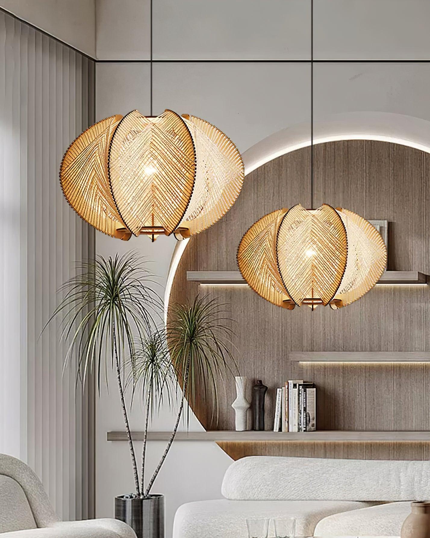 Calyraice Wood & Hemp Rope Pendant Light - Letslighting